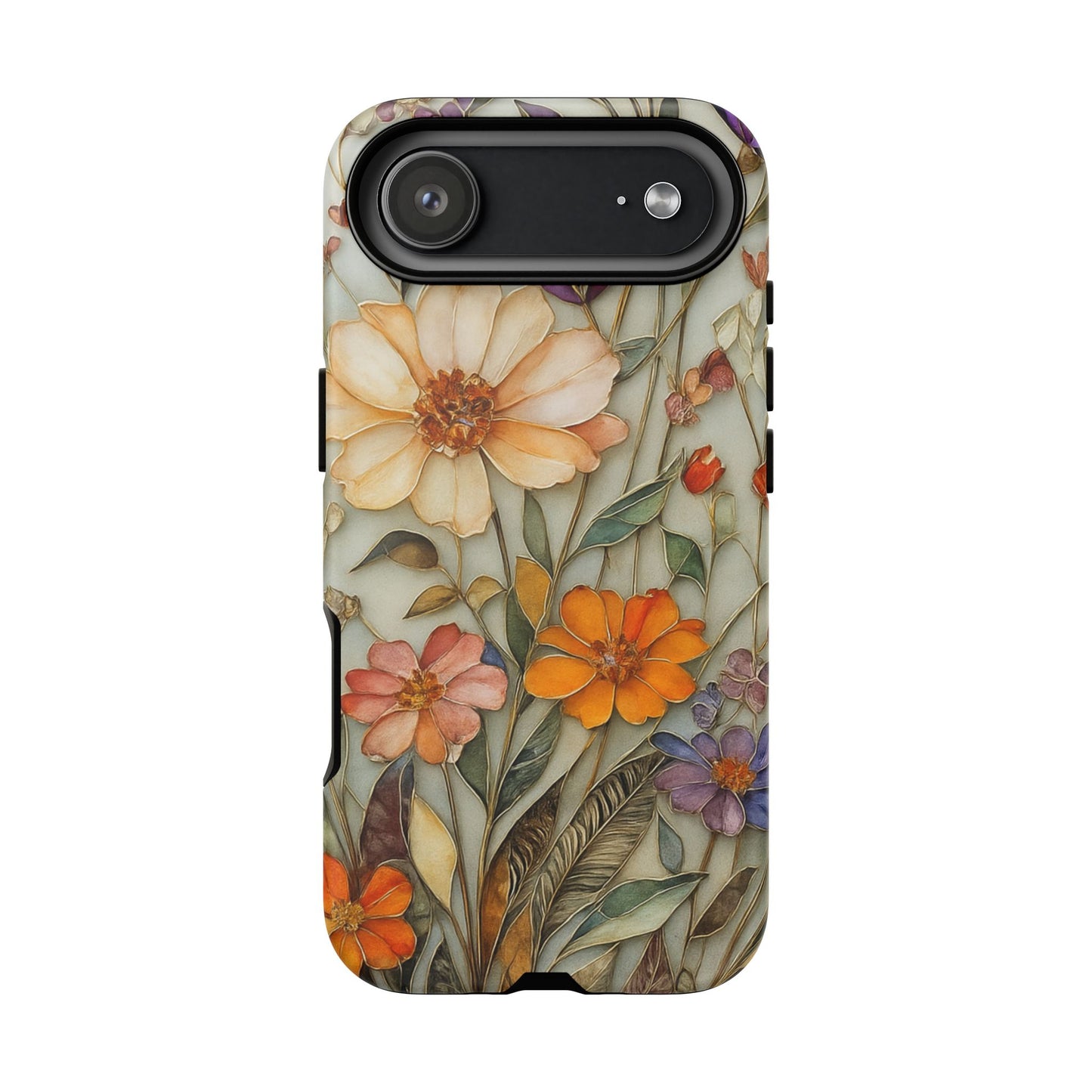Phone case For iPhone & Samsung, Wildflower Mosaic MagSafe iPhone Case: Botanical Floral Design iPhone