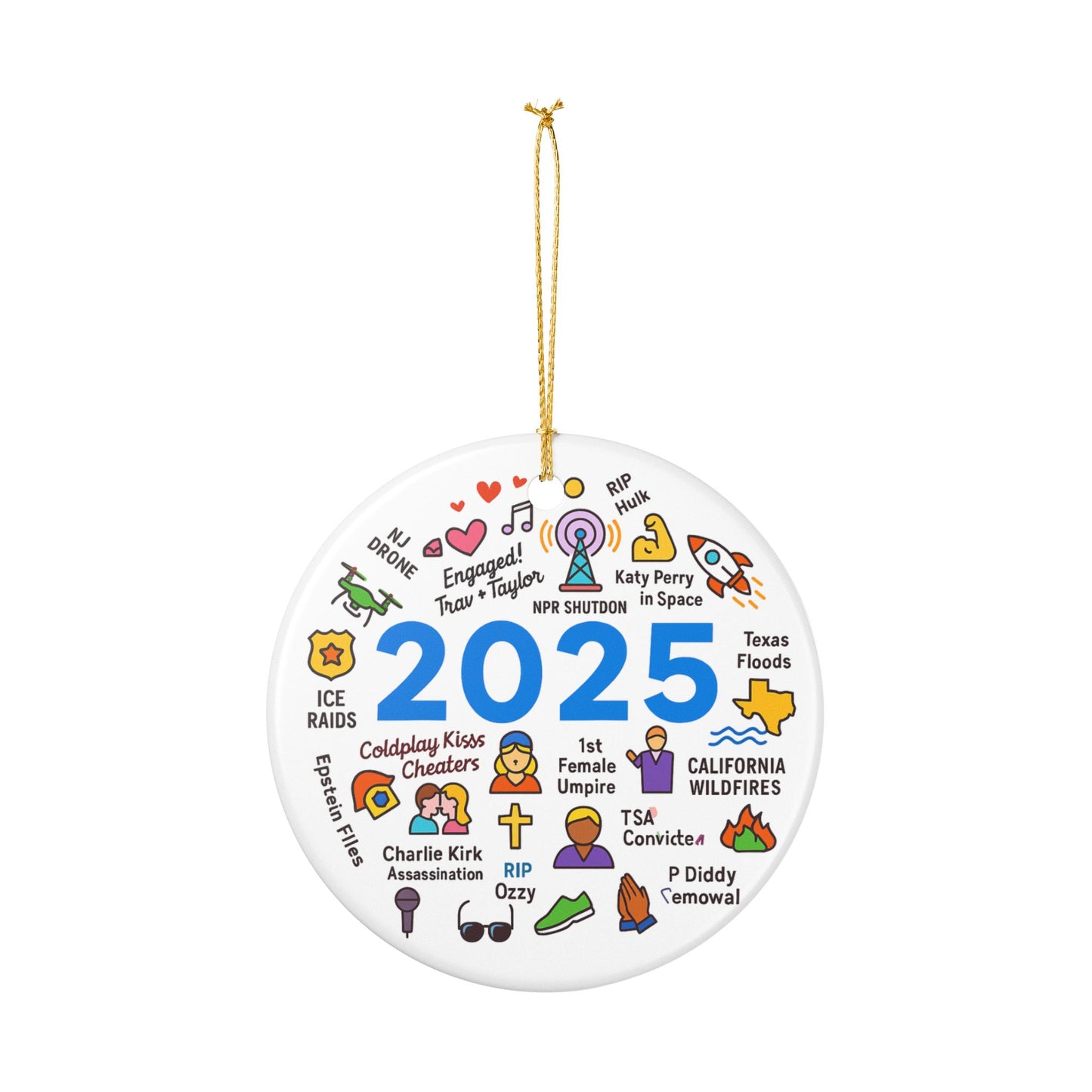 2025 Christmas Ornament, 2025 Year in Review Ornament, Major Notable Events Ornament, Funny Cute Year to Remember Commemorative Ornament