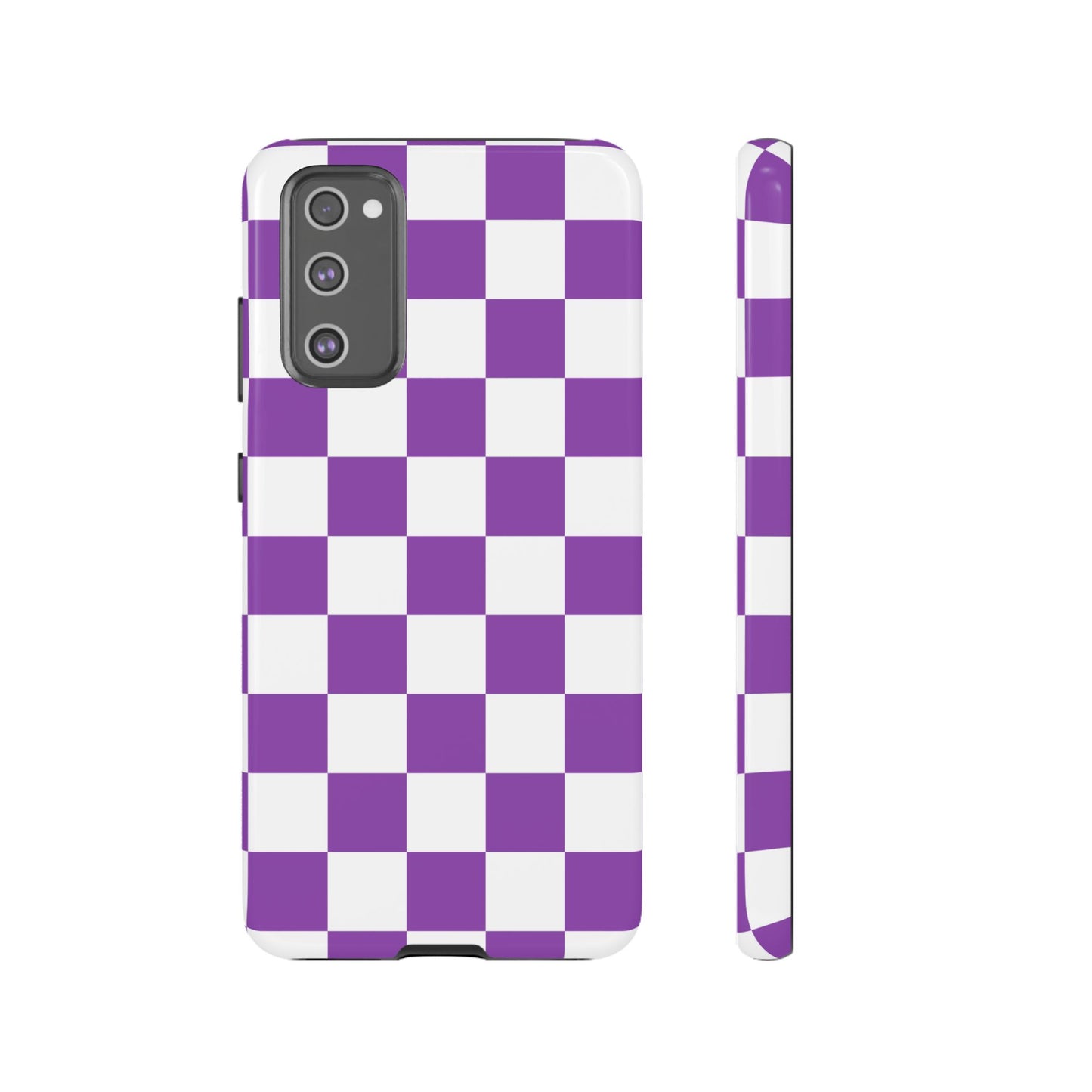 Purple Checkered Phone Case, Samsung Galaxy S25, S25 Plus, S24, S24 Plus, S24 Ultra, S23, S22, S22 Plus, S21 Ultra, S21 FE, S20+
