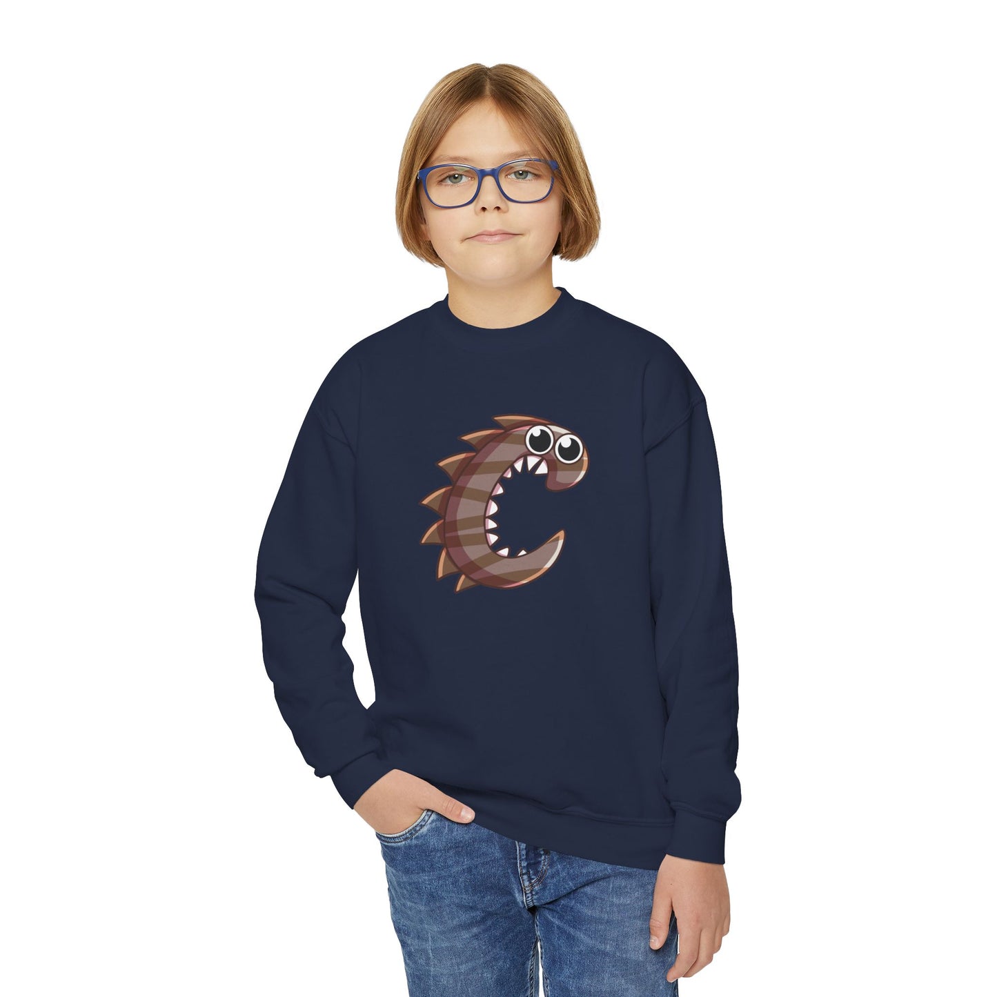 Cute Fish Graphic Youth Crewneck Sweatshirt, Fun Gift, Cozy Wear, Casual Style, Perfect for Kids, Name Initial Sweatshirt, Birthday Gift