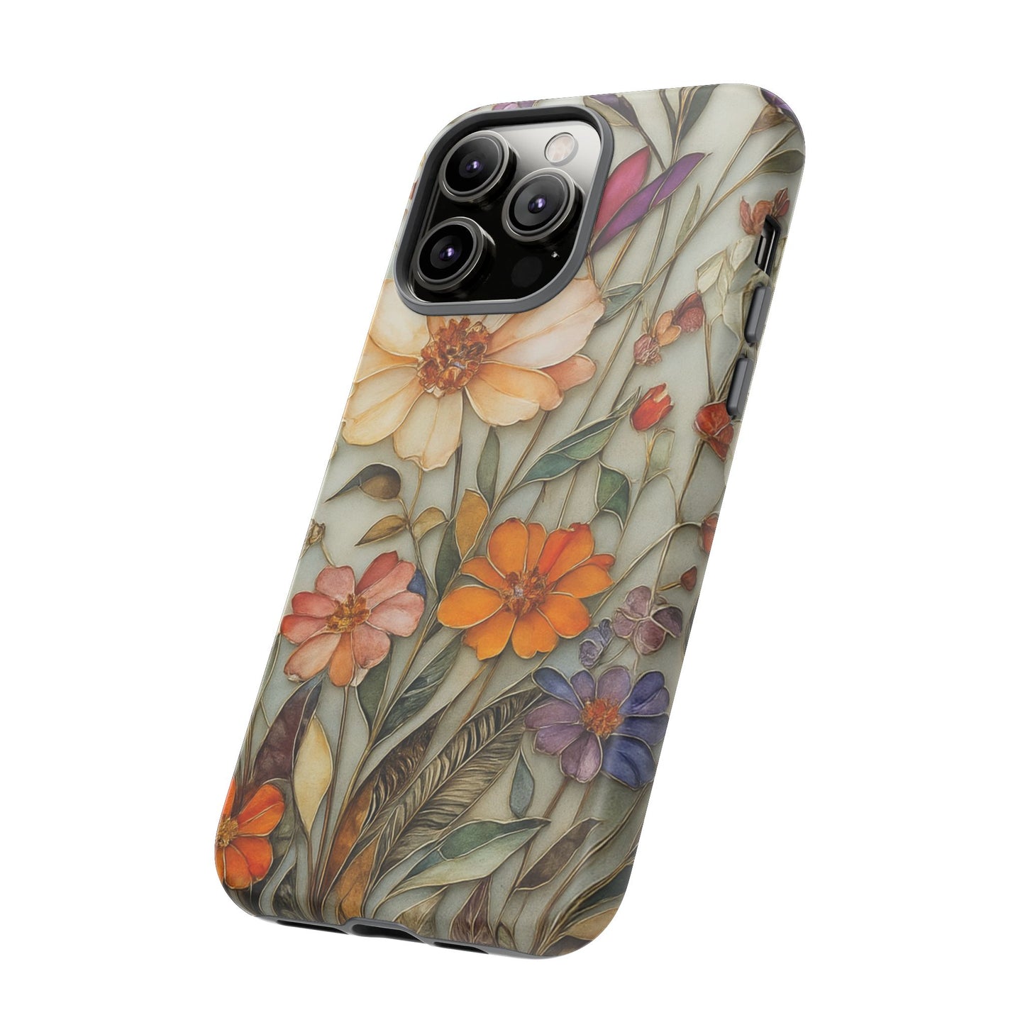 Phone case For iPhone & Samsung, Wildflower Mosaic MagSafe iPhone Case: Botanical Floral Design iPhone