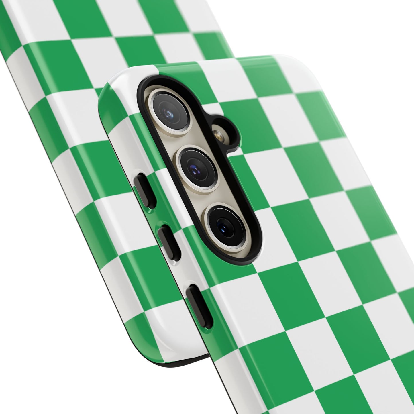 Green Checkered Phone Case, Phone Cases Samsung Galaxy S25, S25 Plus, S24, S24 Plus, S24 Ultra, S23, S22, S22 Plus, S21 Ultra, S21 FE, S20+