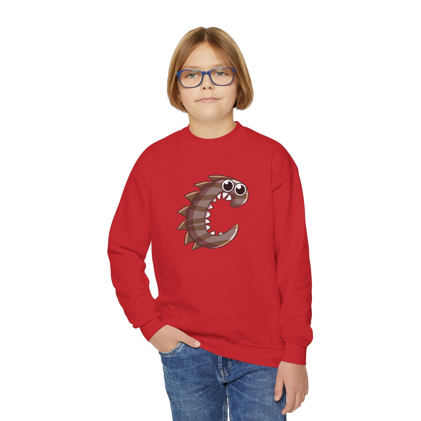 Cute Fish Graphic Youth Crewneck Sweatshirt, Fun Gift, Cozy Wear, Casual Style, Perfect for Kids, Name Initial Sweatshirt, Birthday Gift