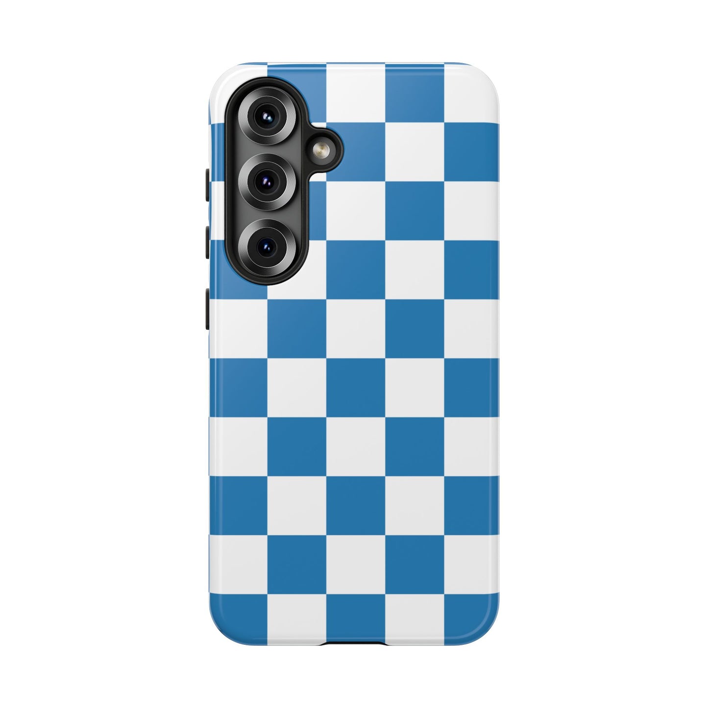 Blue Checkerboard Phone Case, Samsung Galaxy S25, S25 Plus, S24, S24 Plus, S24 Ultra, S23, S22, S22 Plus, S21 Ultra, S21 FE, S20+