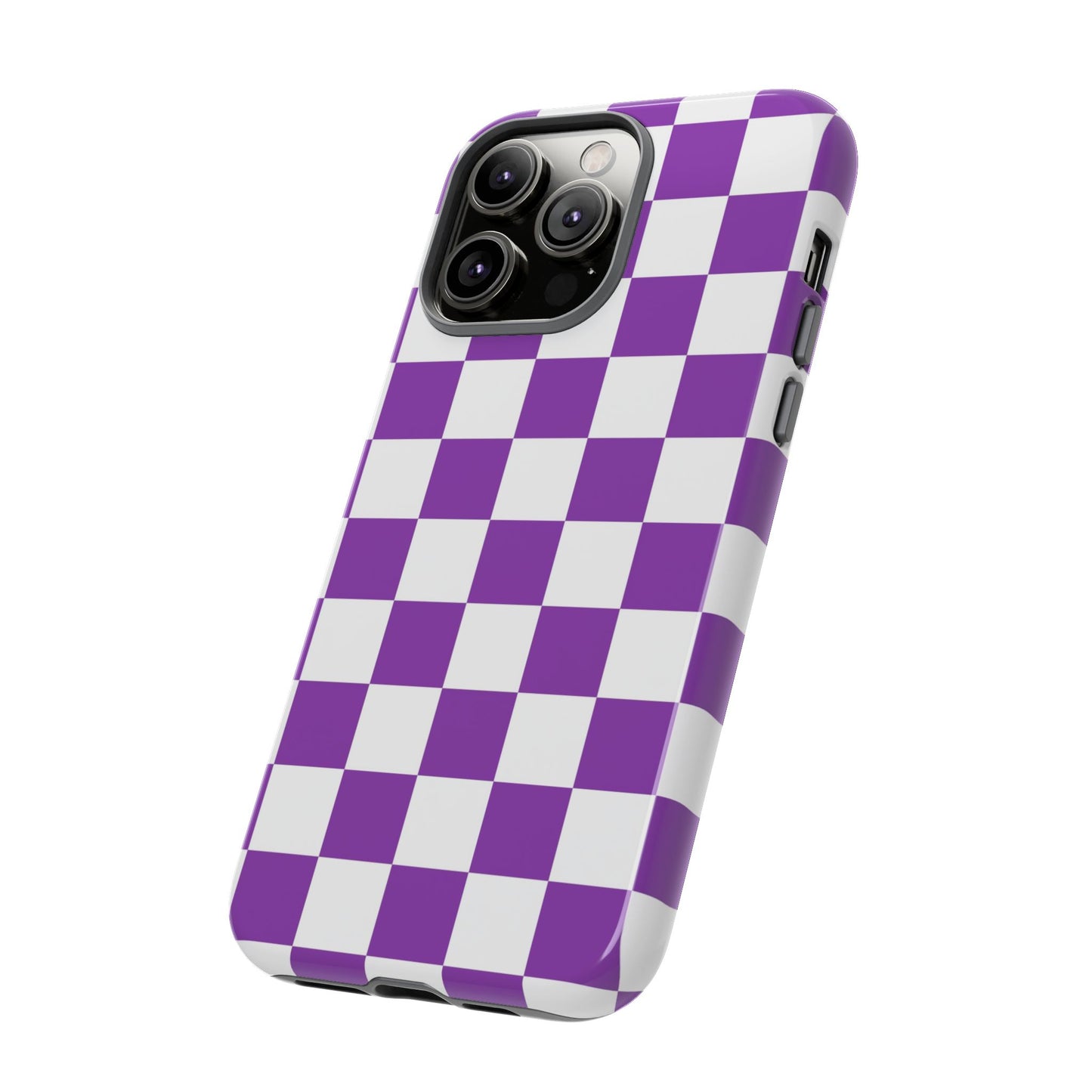 Purple Checkered Phone Case,  iPhone 17 Pro, 17, 16, 15, 14, 13, 12, 11, X, XR, XS MAX, Trendy Gift for Friends, Accessory for Occasions