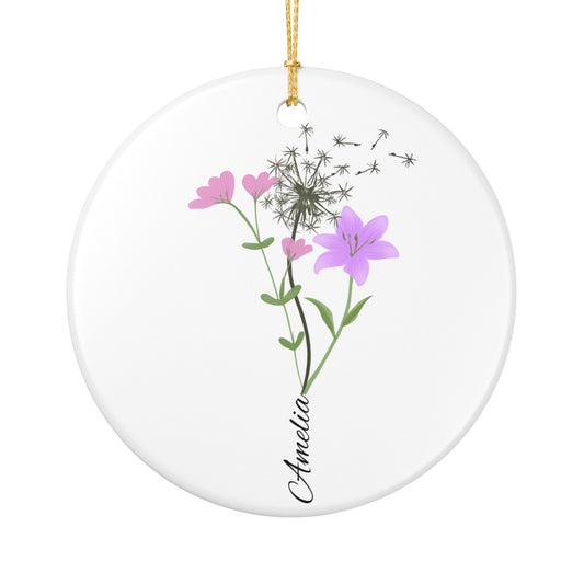 Personalized Flower Ornament With Name, Floral Ornament , Flower Decoration, Flower Keepsake For Friend, Floral Gift For Best Friend