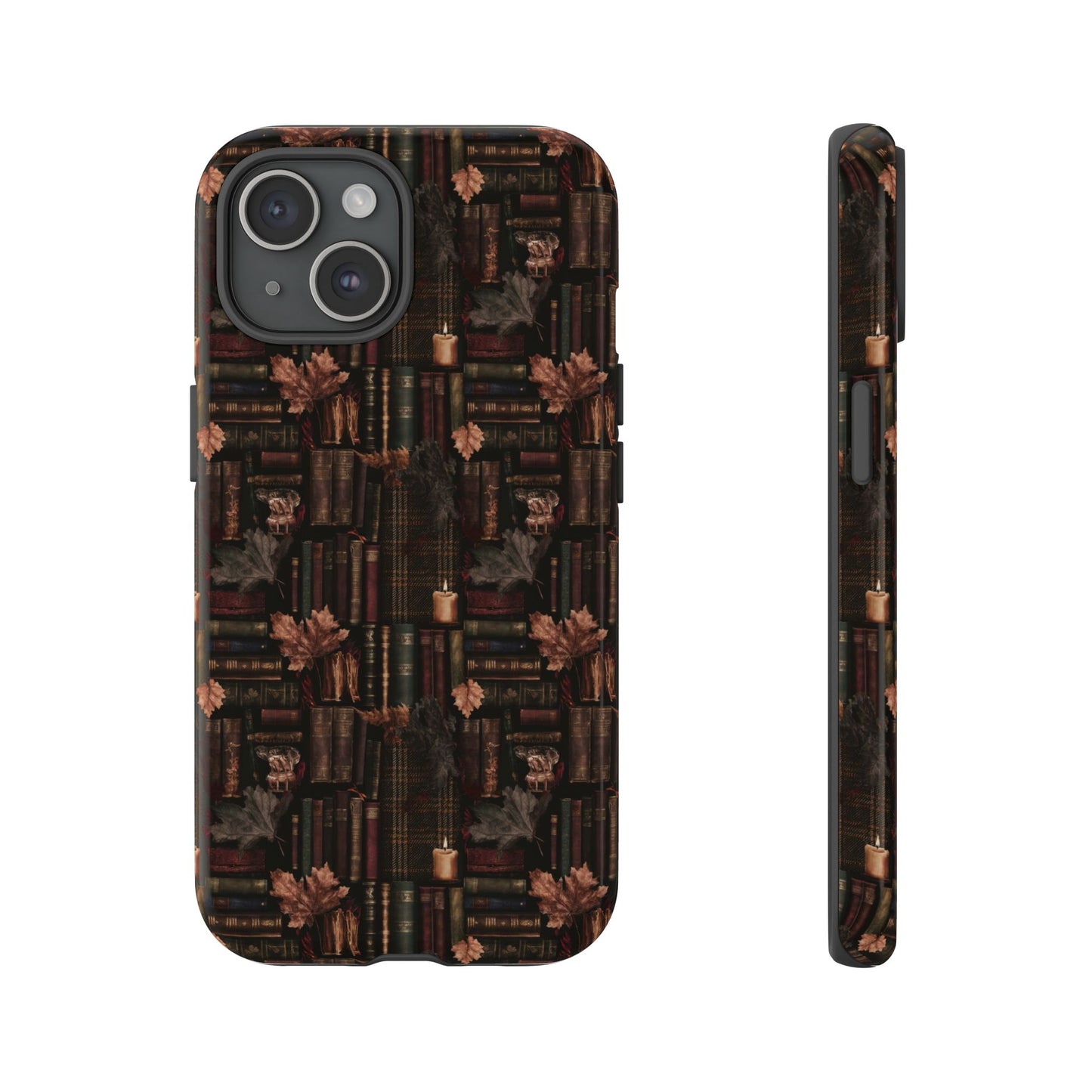 Gothic Phone Case Dark Academia Literary iPhone Samsung Cover with Books & Flowers, Phone case