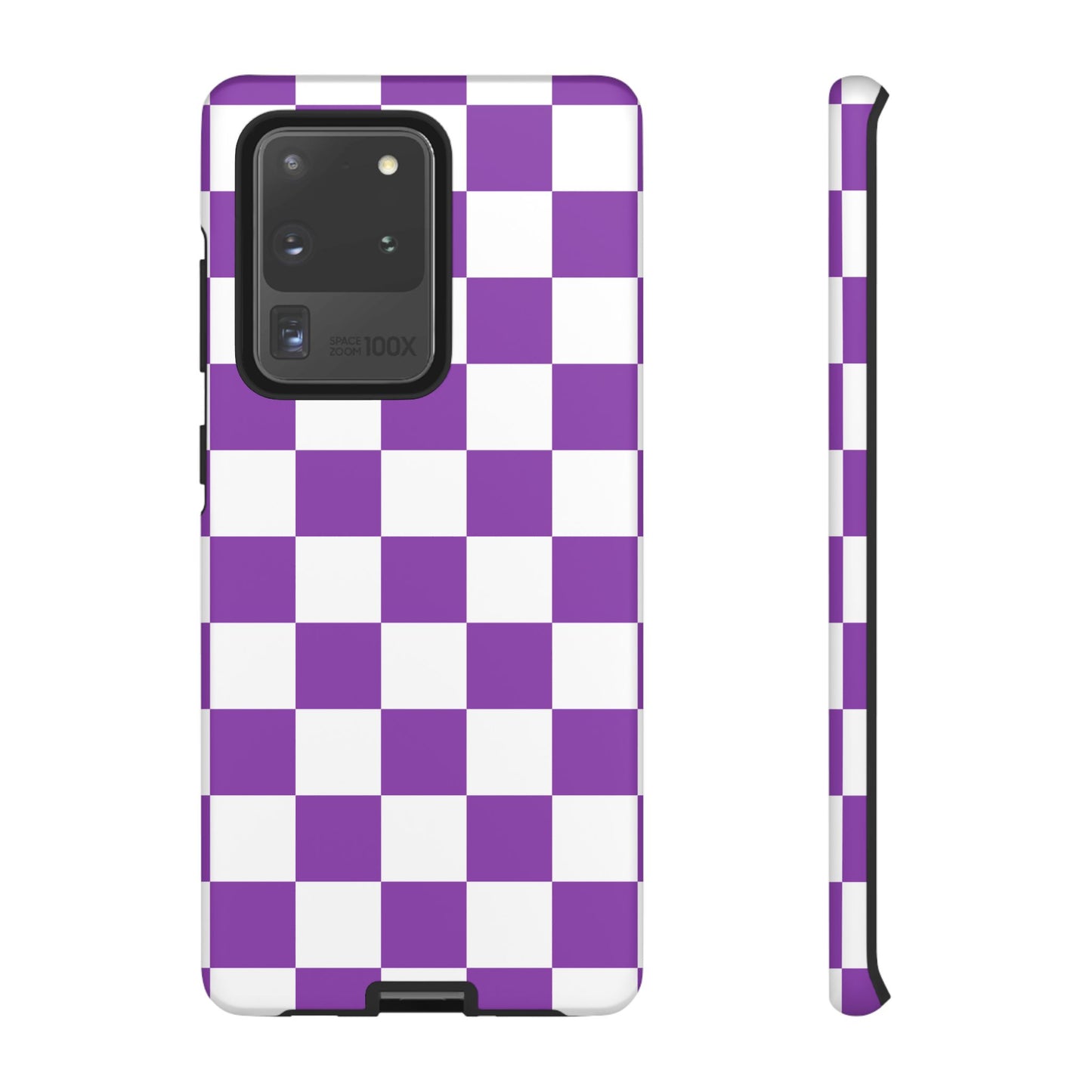 Purple Checkered Phone Case, Samsung Galaxy S25, S25 Plus, S24, S24 Plus, S24 Ultra, S23, S22, S22 Plus, S21 Ultra, S21 FE, S20+