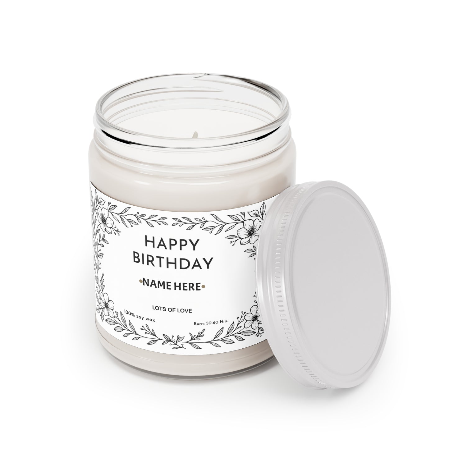 Personalized Birthday Scented Candle, 9oz Soy Candle, Custom Gift for Her, Candle Gift with Name for Her Friend Sister Mum