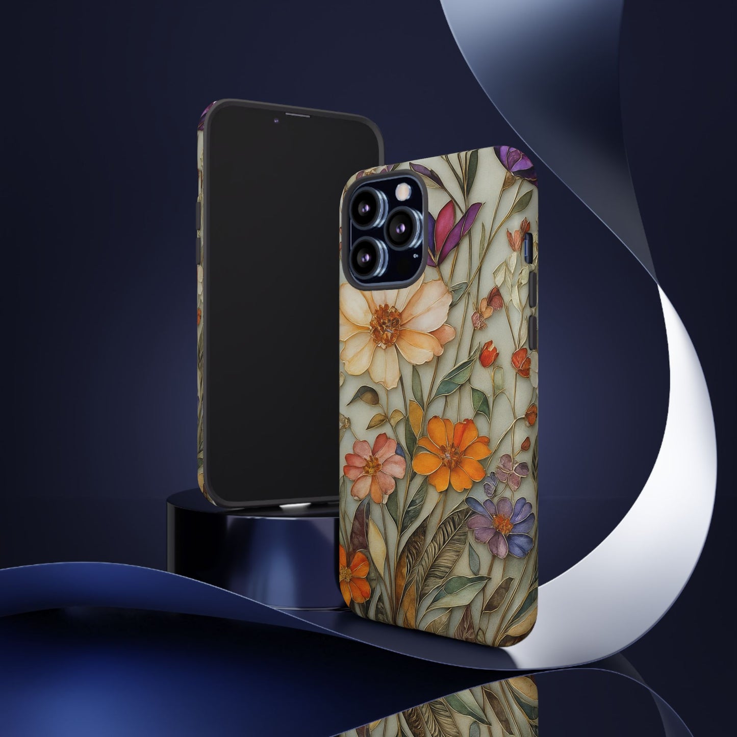 Phone case For iPhone & Samsung, Wildflower Mosaic MagSafe iPhone Case: Botanical Floral Design iPhone