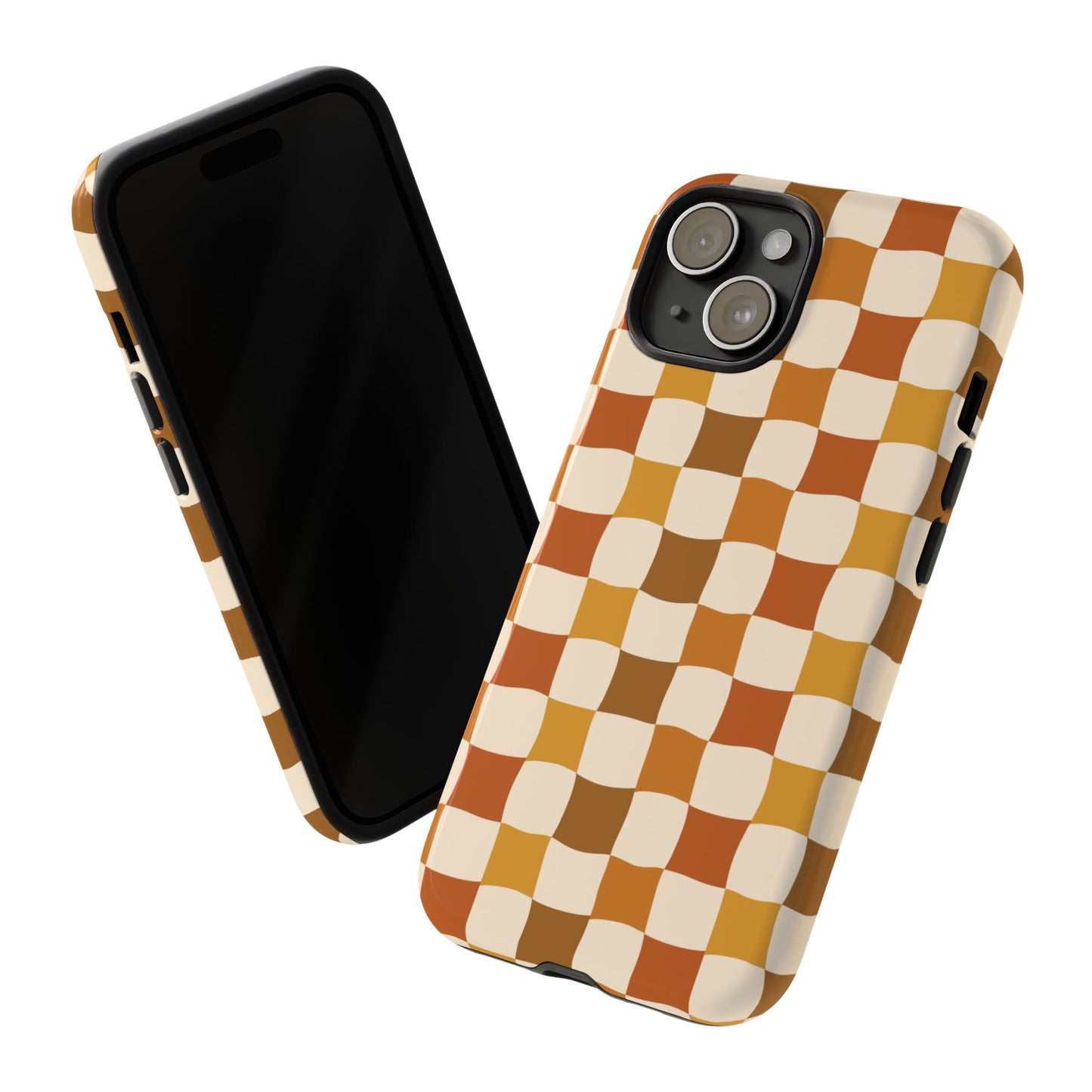 Boho Checked Phone Case, Checkerboard Design, Durable Protection, Phone Cover, Phone case For iPhone and Samsung, Trendy Phone Cover