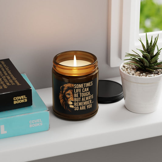 Scented Soy Candle, Inspirational Gift for Self-Care, Relaxation, Home Decor, Lion Design, Birthday, Encouragement