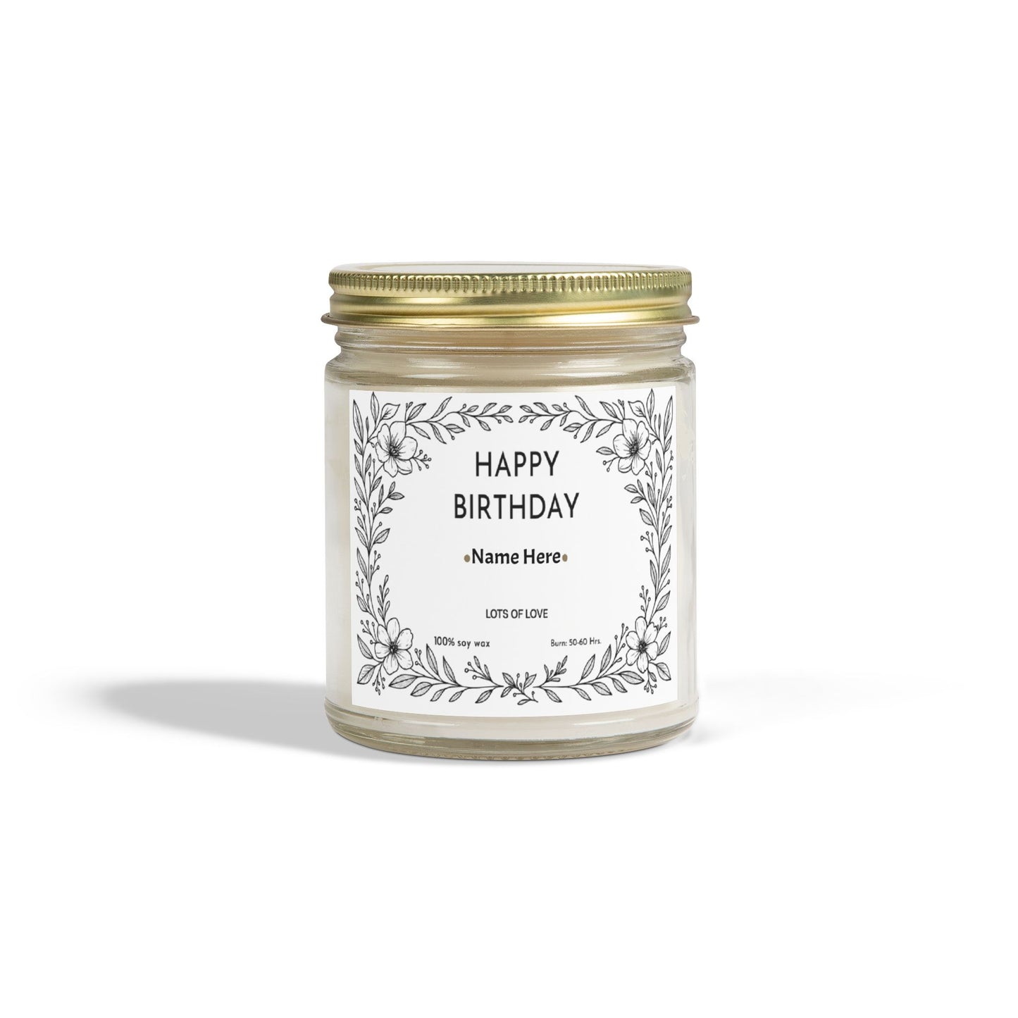 Personalised Birthday Scented Candle, Custom Birthday Gift, Candle Gift with Name for Her Friend Sister Mum Nanny Add Your Custom Text