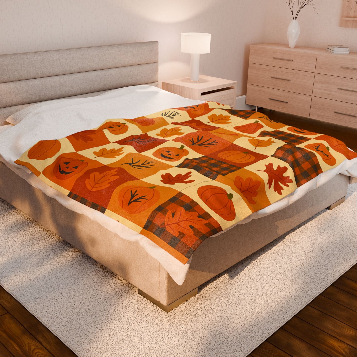 Halloween Fleece Throw Blanket, Pumpkin, Soft Fuzzy Plush for Couch Sofa, Luxury Flannel Lap Blanket,Kids, Adults, Wife, Self