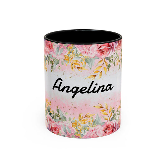 Personalized Floral Accent Coffee Mug, Custom Gift for Her, Birthday Mug, Floral Drinkware, Mother's Day Gift