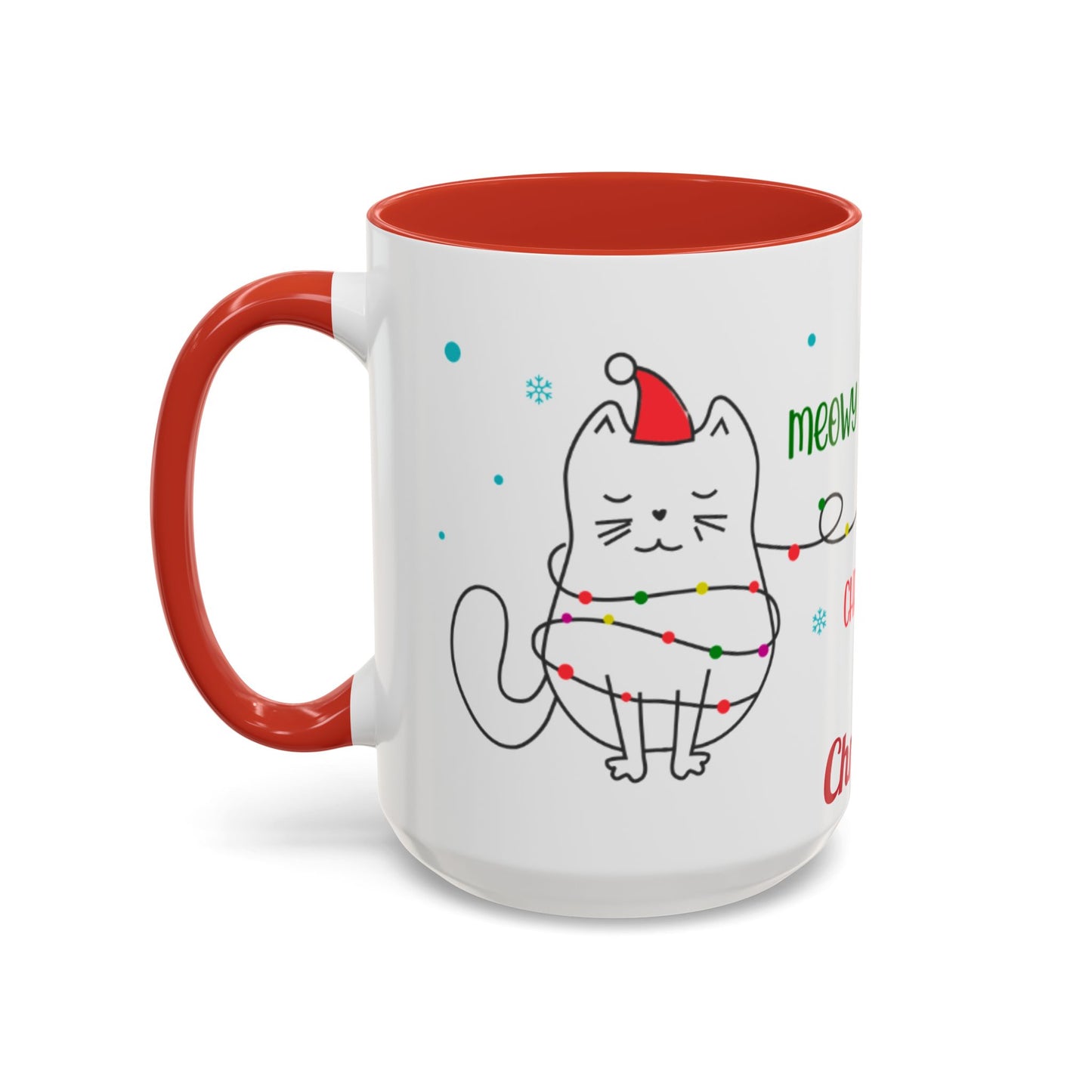 Personalized Meowy Christmas Accent Mug, Funny Holiday Coffee Cup, Cat Lover Gift, Festive Drinkware, Christmas Decor, Personalized Mug