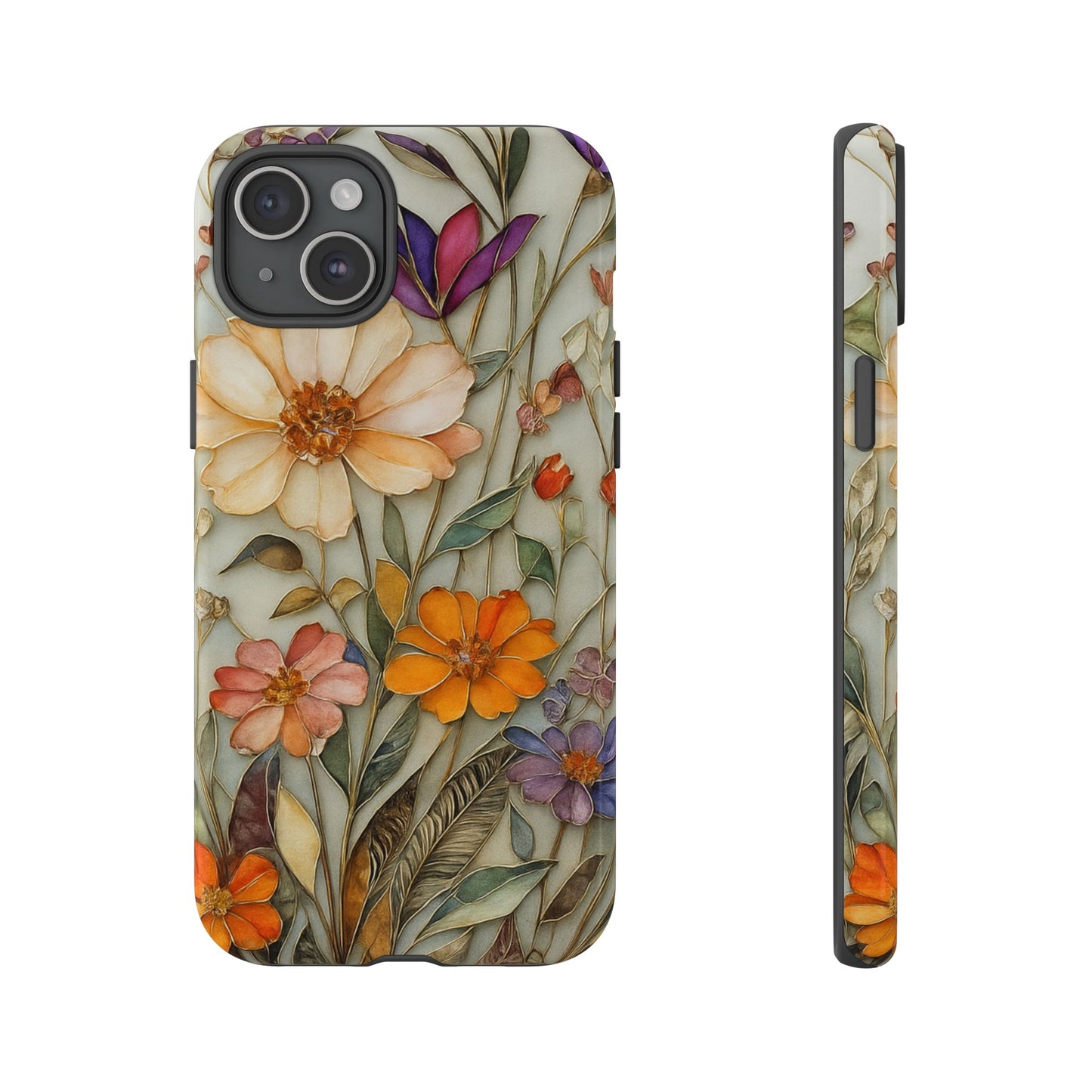 Phone case For iPhone & Samsung, Wildflower Mosaic MagSafe iPhone Case: Botanical Floral Design iPhone