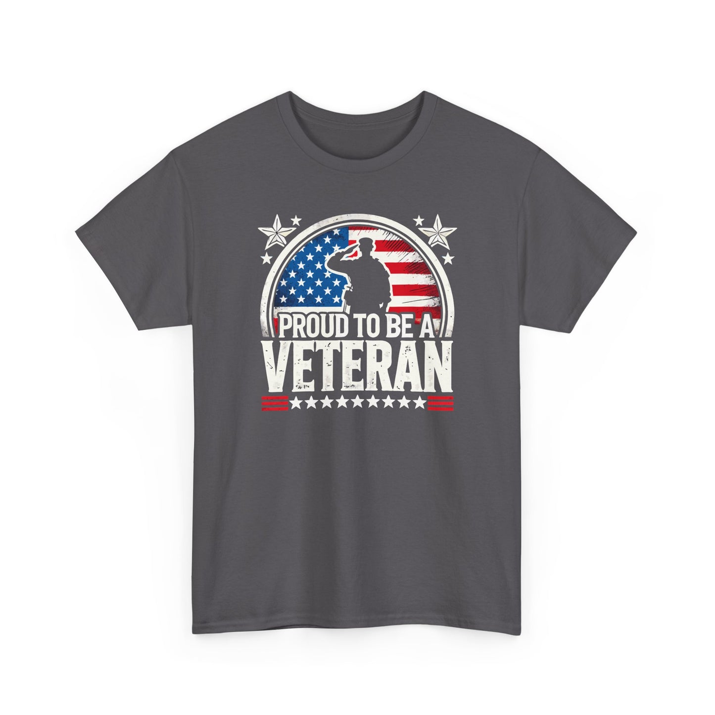 Proud Veteran Heavy Cotton Tee, Army Navy Military Shirt, Gift for Veterans, Memorial Day, Independence Day, Patriotic Apparel