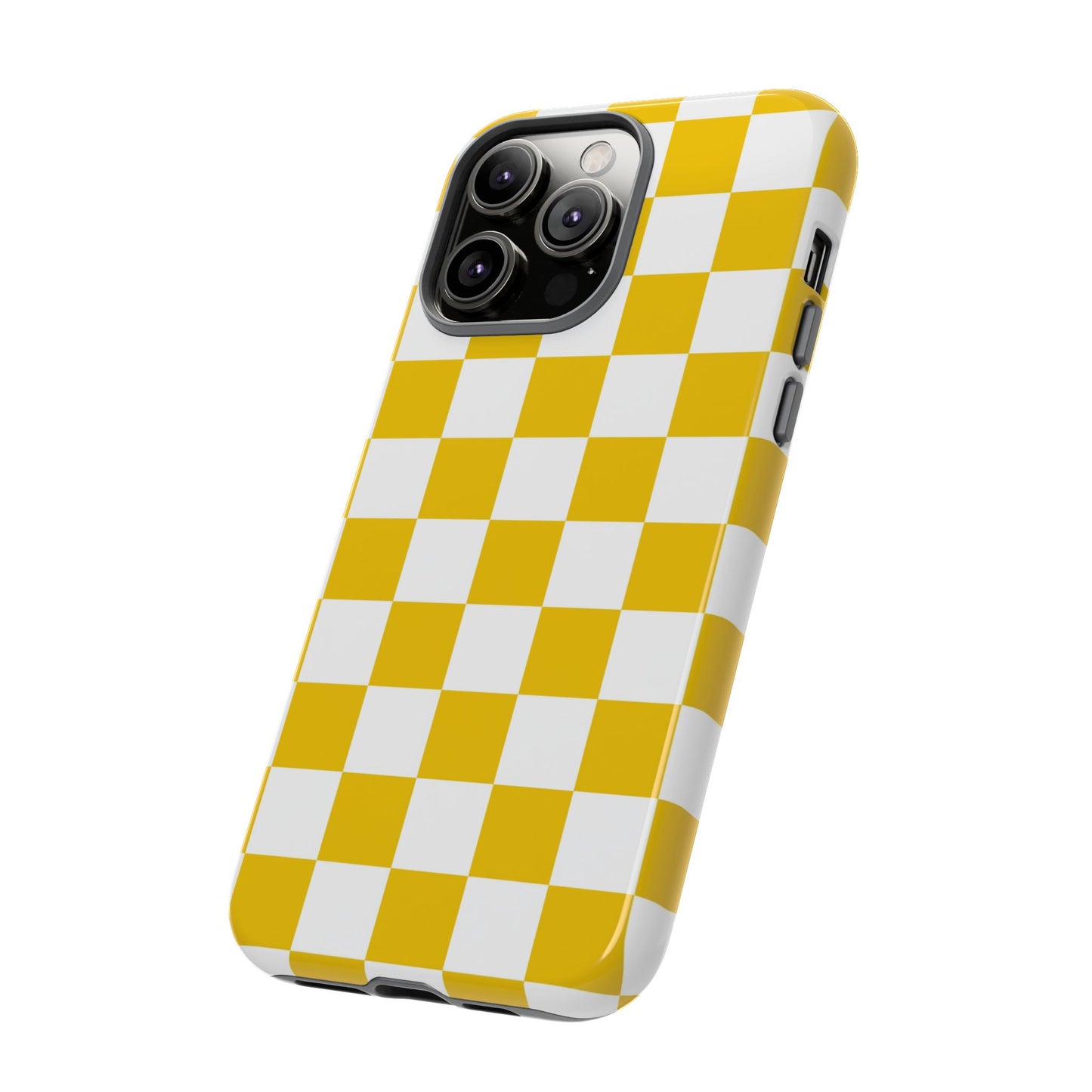 Yellow Checkered Phone Case - iPhone 17 Pro, 17, 16, 15, 14, 13, 12, 11, X, XR, XS MAX, Gift for Friends