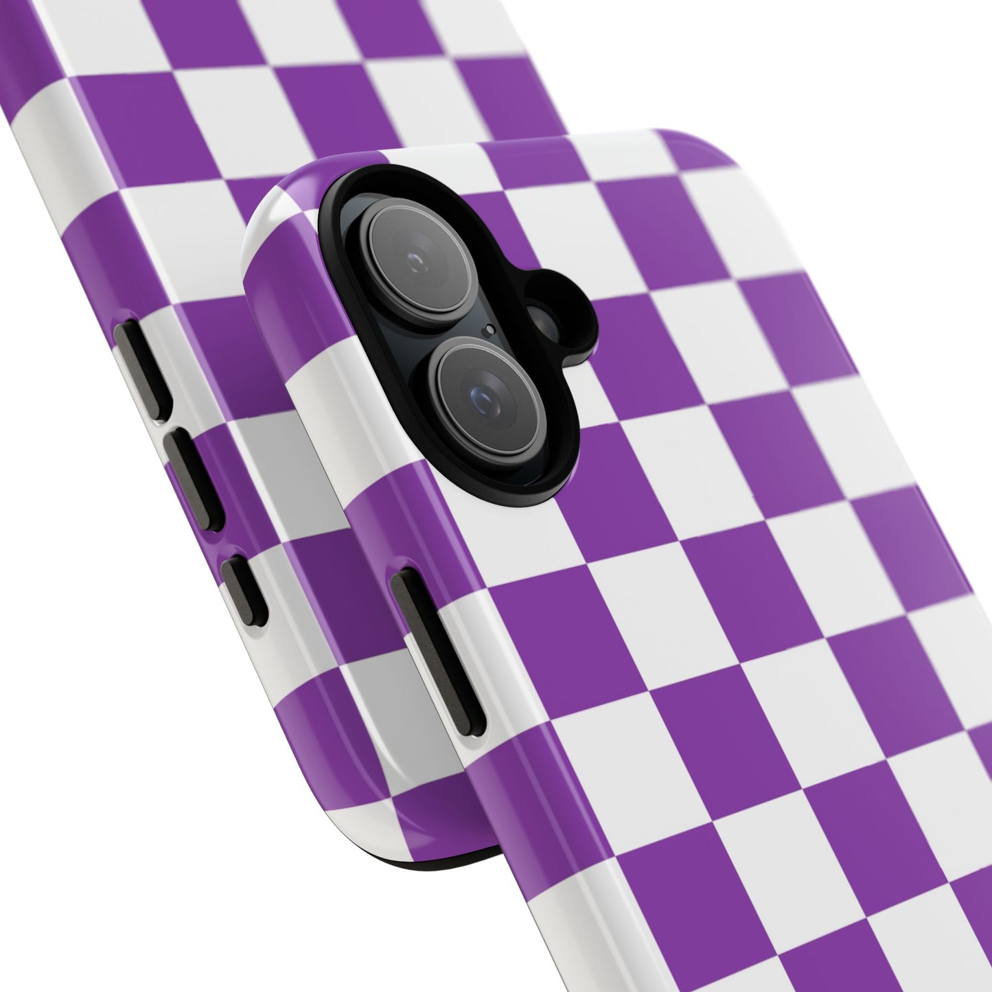 Purple Checkered Phone Case,  iPhone 17 Pro, 17, 16, 15, 14, 13, 12, 11, X, XR, XS MAX, Trendy Gift for Friends, Accessory for Occasions