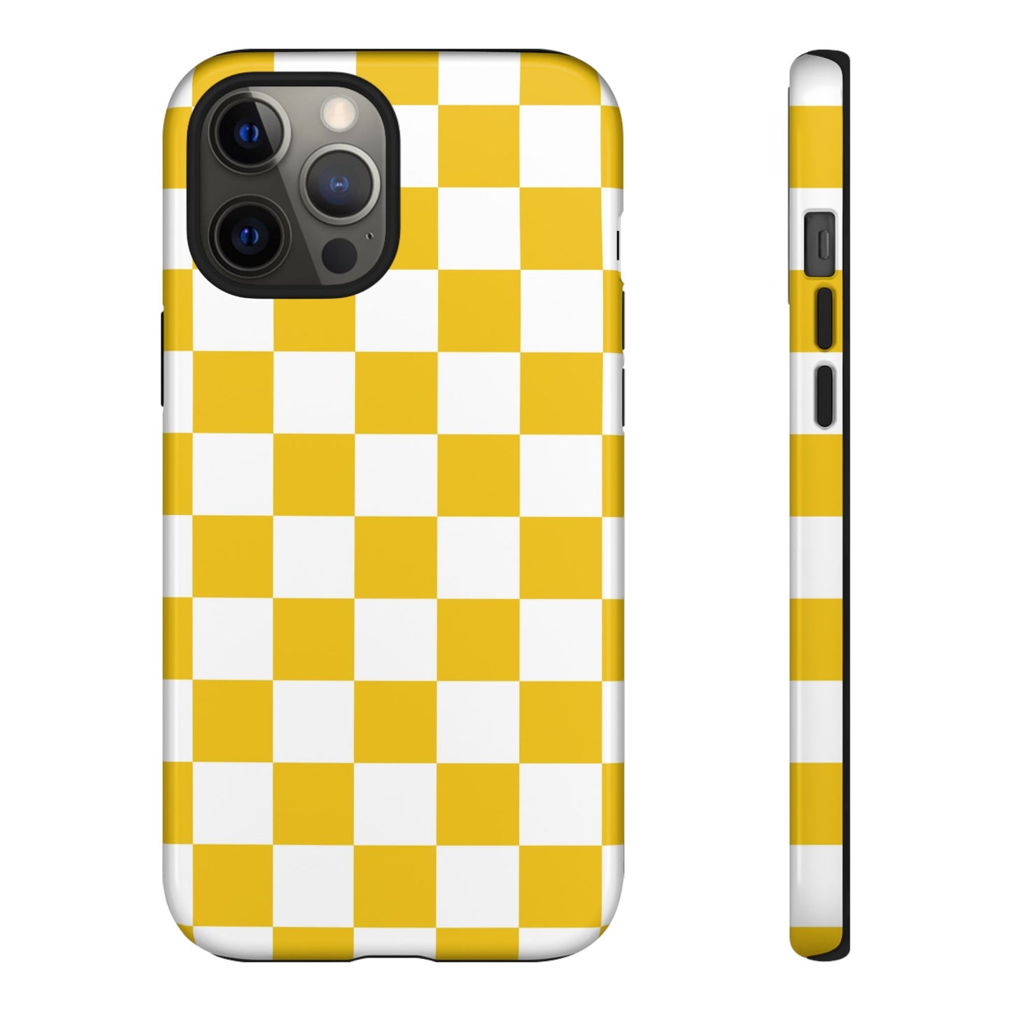 Yellow Checkered Phone Case - iPhone 17 Pro, 17, 16, 15, 14, 13, 12, 11, X, XR, XS MAX, Gift for Friends