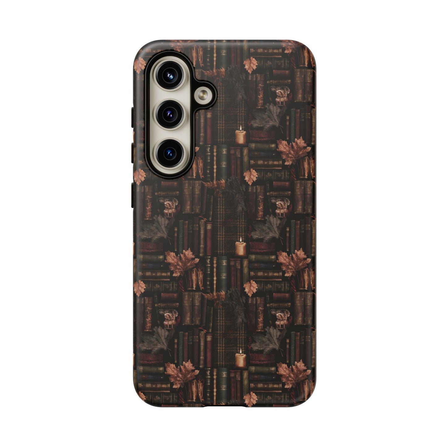 Gothic Phone Case Dark Academia Literary iPhone Samsung Cover with Books & Flowers, Phone case