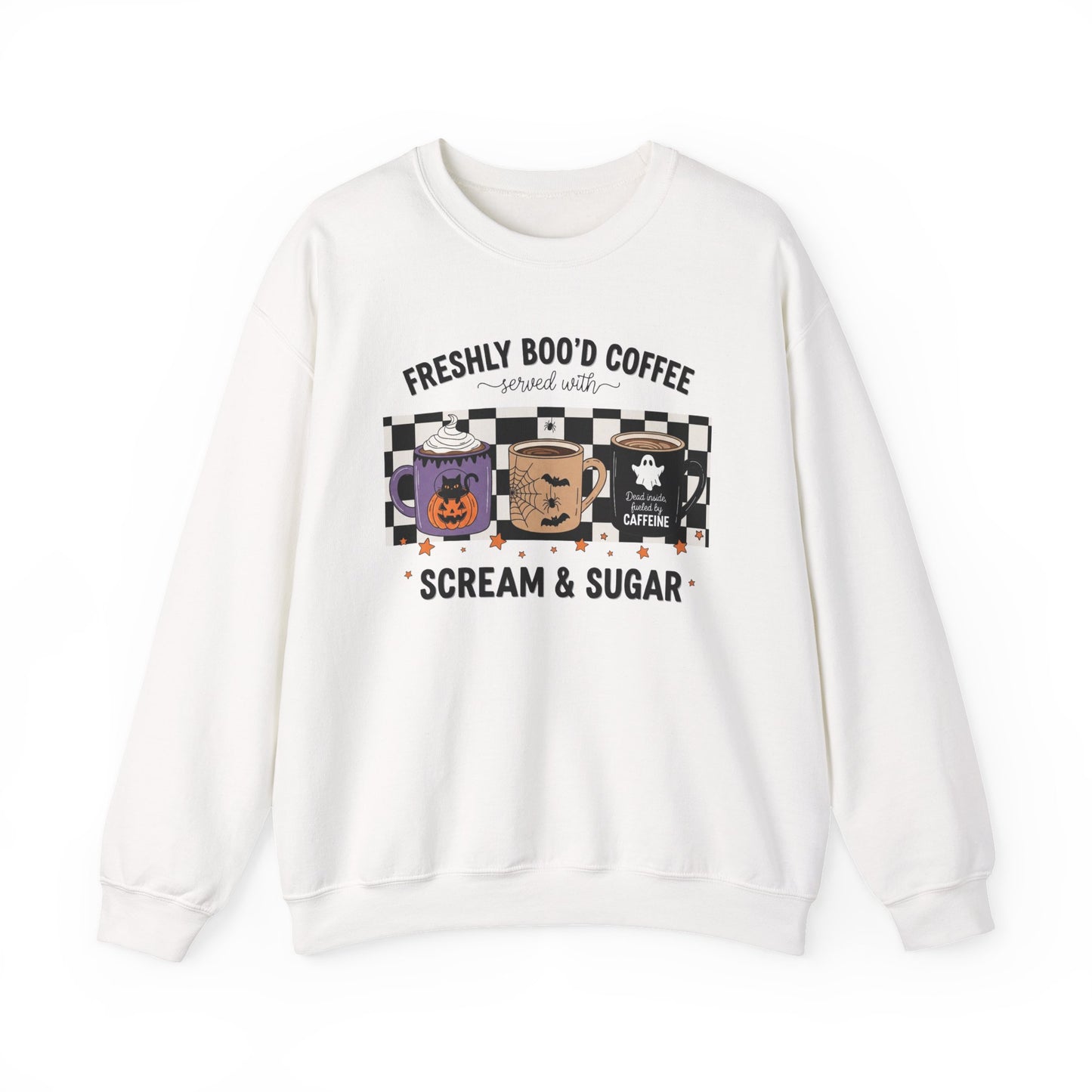 Halloween Coffee Sweatshirt, Cozy Crewneck, Fall Apparel, Scream & Sugar Tee, Gift for Coffee Lovers, Halloween Apparel