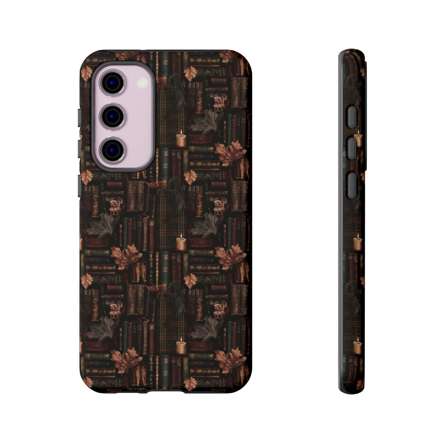 Gothic Phone Case Dark Academia Literary iPhone Samsung Cover with Books & Flowers, Phone case
