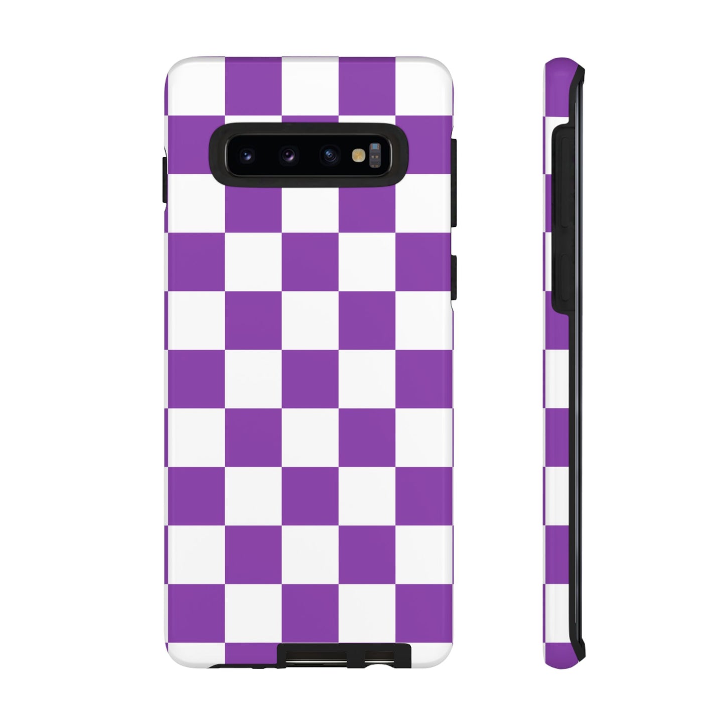 Purple Checkered Phone Case, Samsung Galaxy S25, S25 Plus, S24, S24 Plus, S24 Ultra, S23, S22, S22 Plus, S21 Ultra, S21 FE, S20+