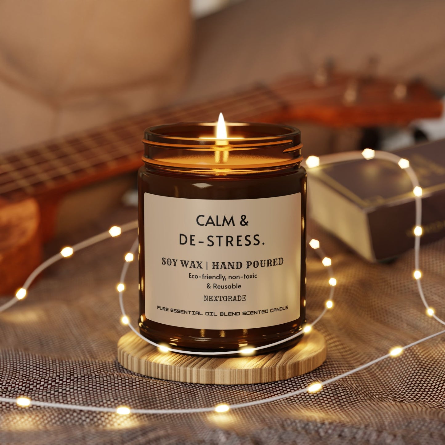 Calm And De Stress Soy Wax Candle, Candle Gift, Hand Poured Candle, Scented Candles, Coconut Apricot Wax (4oz, 9oz)