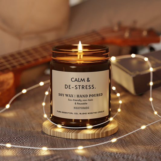 Calm And De Stress Soy Wax Candle, Candle Gift, Hand Poured Candle, Scented Candles, Coconut Apricot Wax (4oz, 9oz)