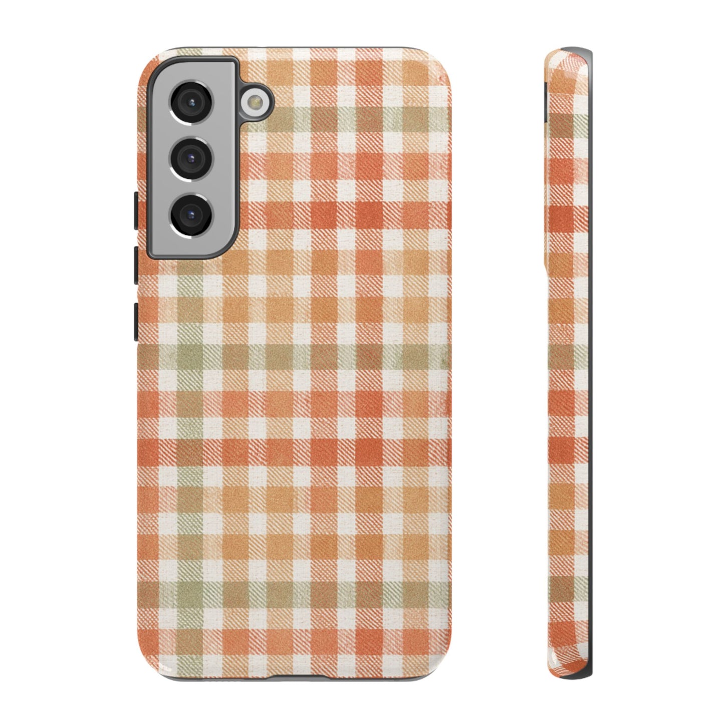 Boho Checkered Phone Case | Neutral Aesthetic Plaid Case | Retro Minimalist Check Design | iPhone Cover | Samsung Cover