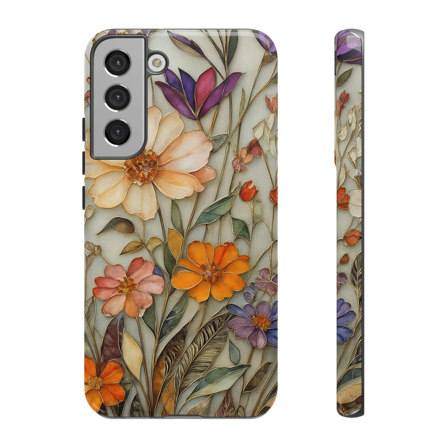 Phone case For iPhone & Samsung, Wildflower Mosaic MagSafe iPhone Case: Botanical Floral Design iPhone