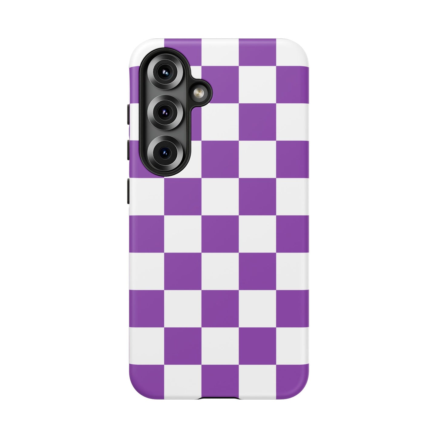 Purple Checkered Phone Case, Samsung Galaxy S25, S25 Plus, S24, S24 Plus, S24 Ultra, S23, S22, S22 Plus, S21 Ultra, S21 FE, S20+