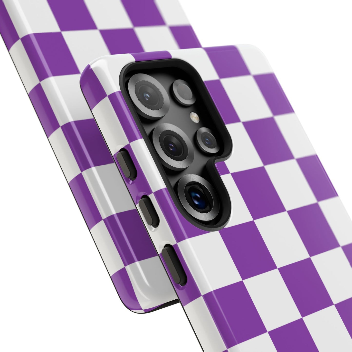 Purple Checkered Phone Case, Samsung Galaxy S25, S25 Plus, S24, S24 Plus, S24 Ultra, S23, S22, S22 Plus, S21 Ultra, S21 FE, S20+