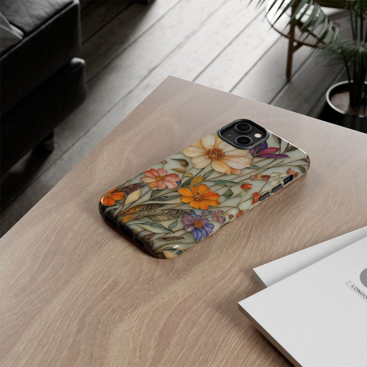 Phone case For iPhone & Samsung, Wildflower Mosaic MagSafe iPhone Case: Botanical Floral Design iPhone