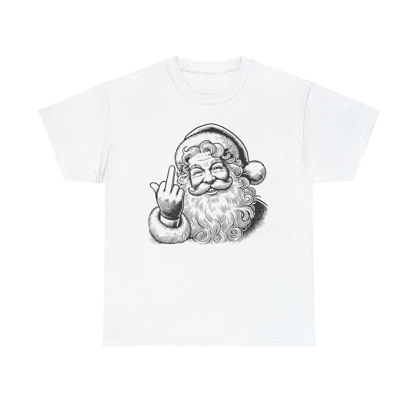 Funny Santa Heavy Cotton Tee, Christmas T-Shirt, Holiday Humor Top, Grumpy Santa Gift, Unisex Graphic Tee - Festive Santa Shirt, Christmas
