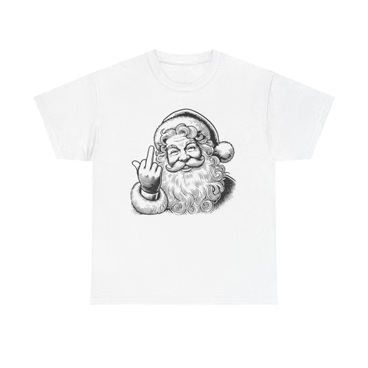 Funny Santa Heavy Cotton Tee, Christmas T-Shirt, Holiday Humor Top, Grumpy Santa Gift, Unisex Graphic Tee - Festive Santa Shirt, Christmas