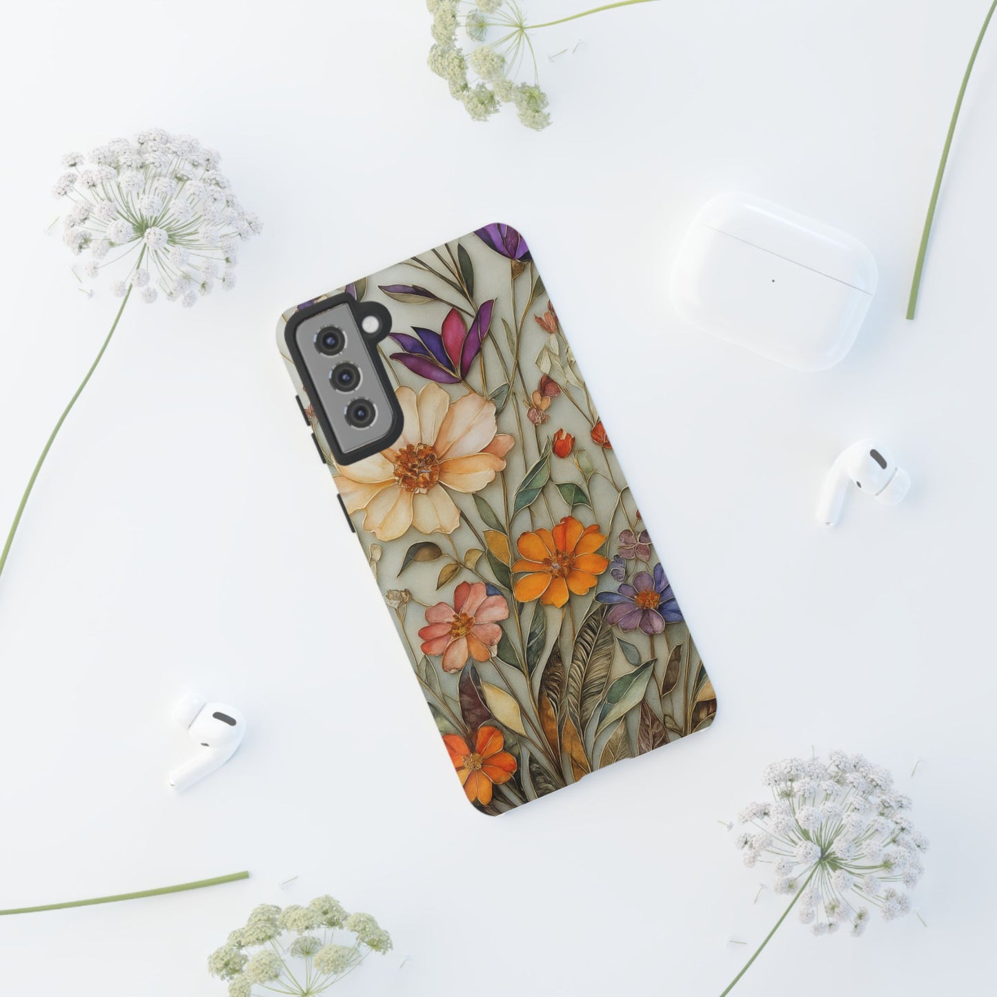 Phone case For iPhone & Samsung, Wildflower Mosaic MagSafe iPhone Case: Botanical Floral Design iPhone