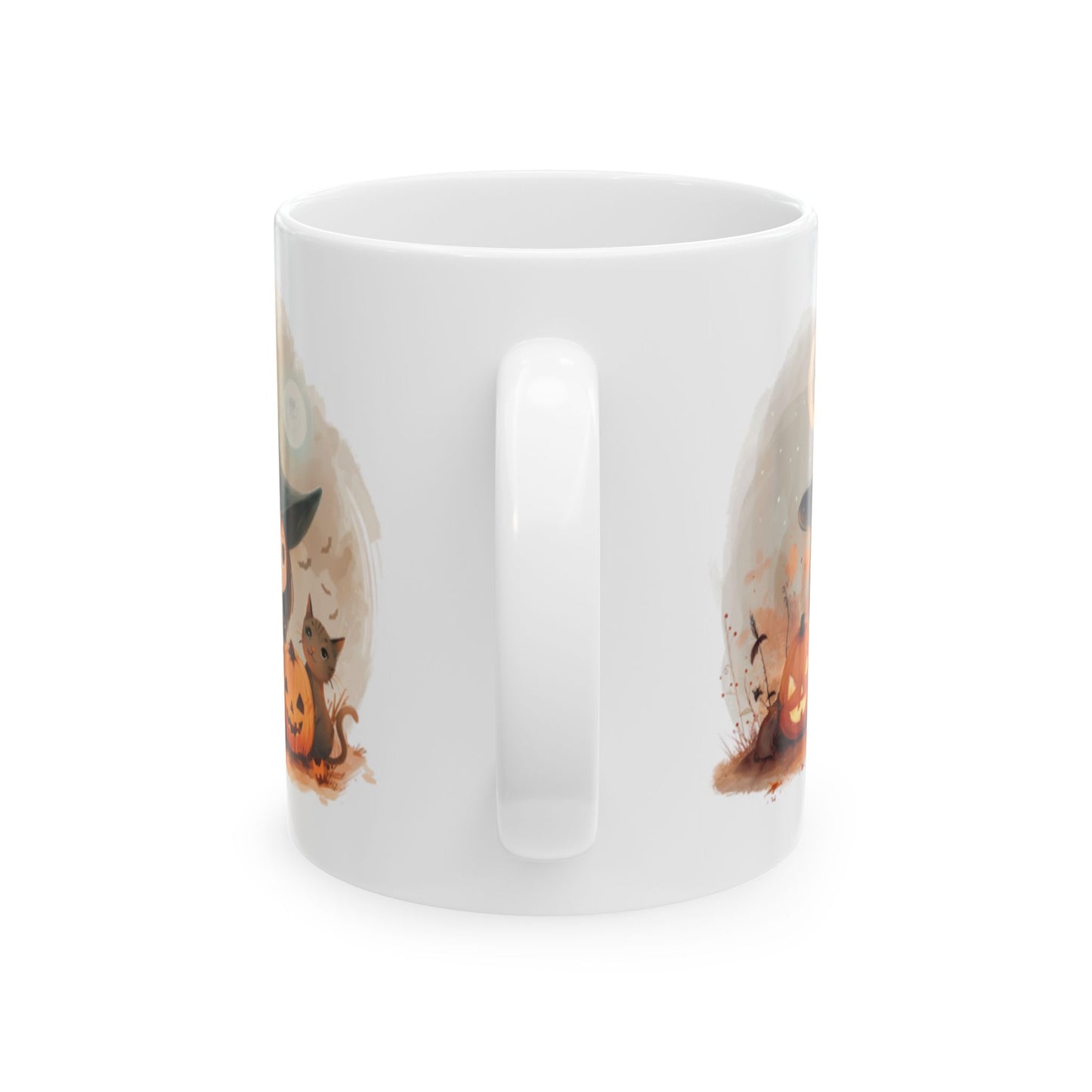 Personalized Halloween-themed Ceramic Mug, Countless Treats and Spooky Charm, Perfect for Fall, Gift for Cat Lovers, Cozy Beverage Holder