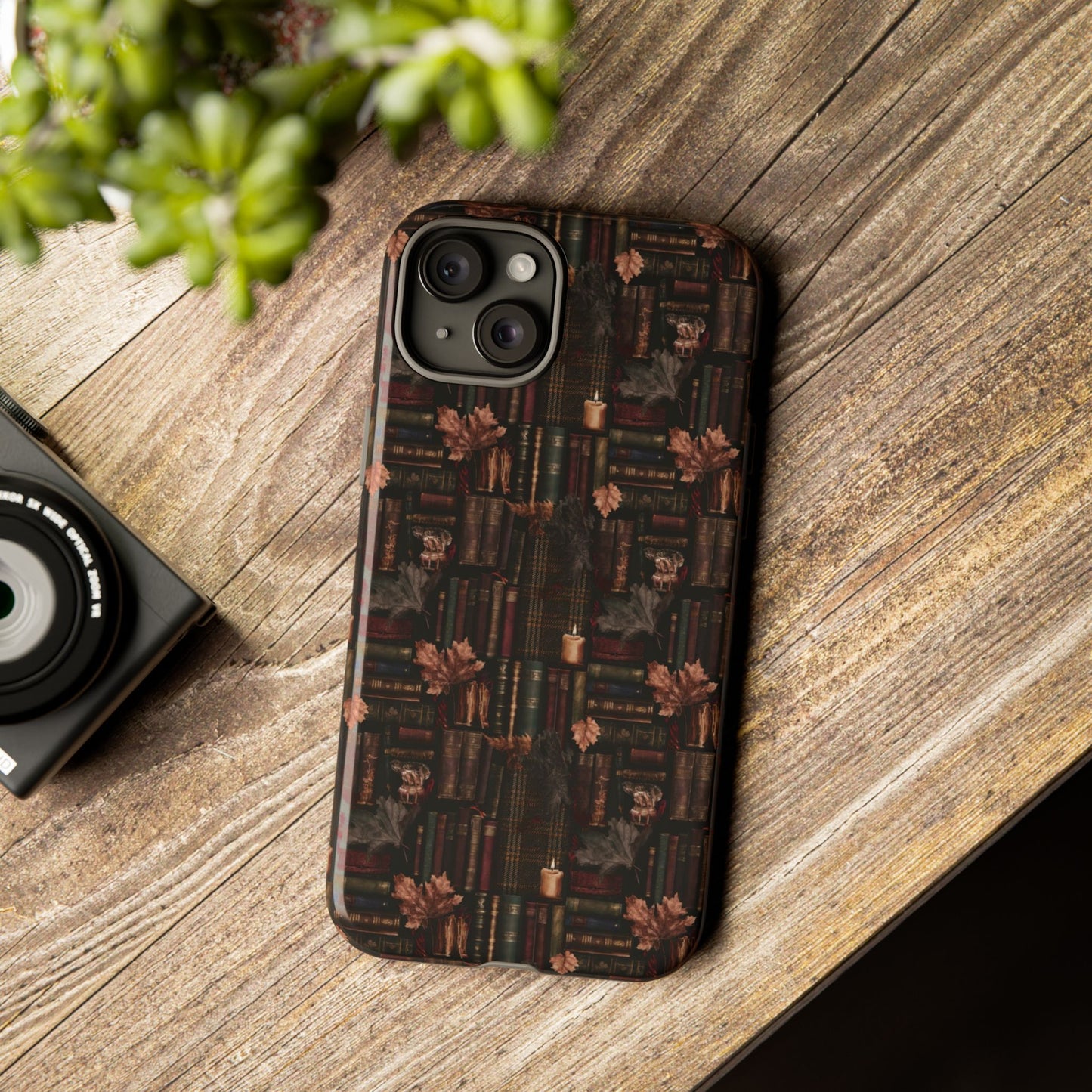 Gothic Phone Case Dark Academia Literary iPhone Samsung Cover with Books & Flowers, Phone case