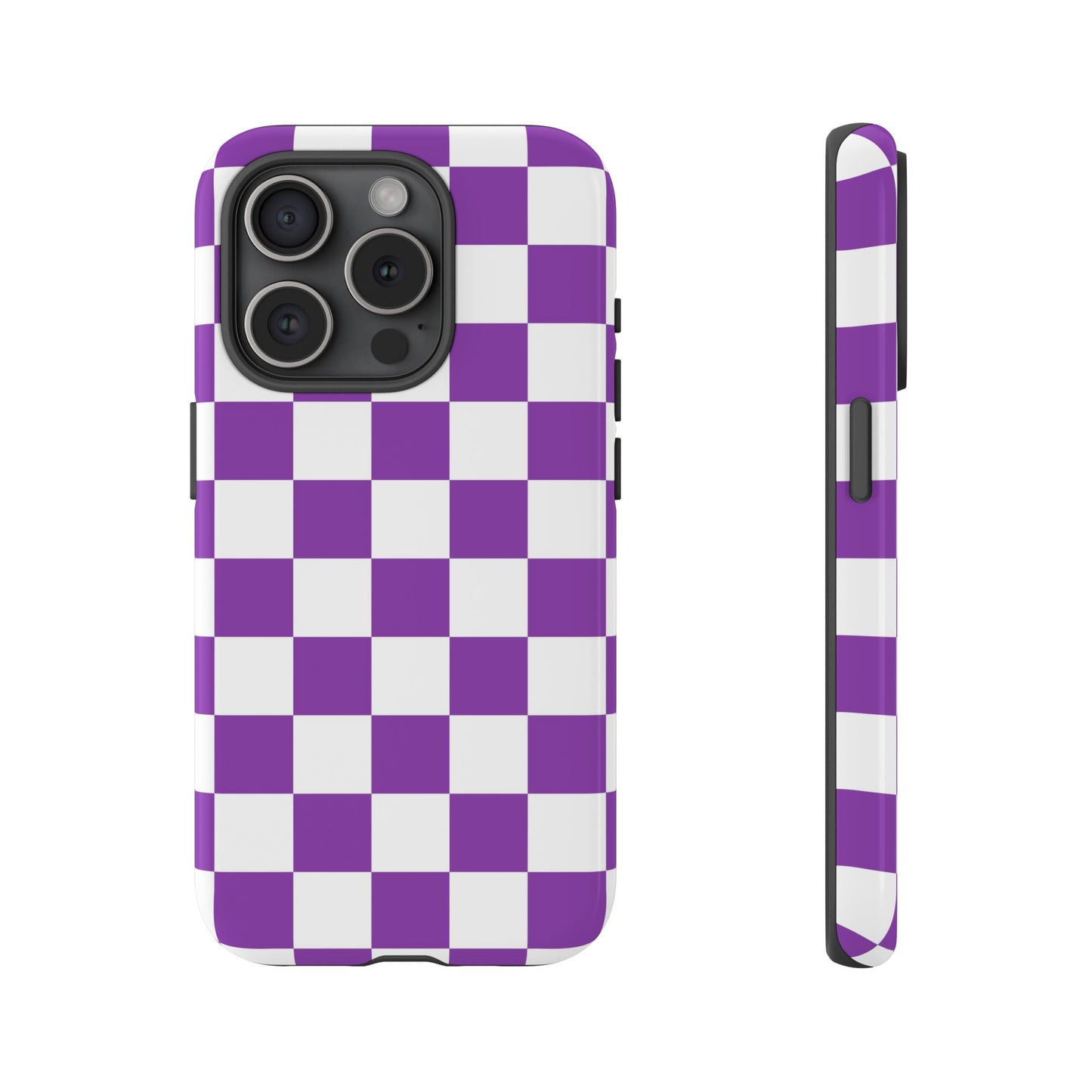 Purple Checkered Phone Case,  iPhone 17 Pro, 17, 16, 15, 14, 13, 12, 11, X, XR, XS MAX, Trendy Gift for Friends, Accessory for Occasions