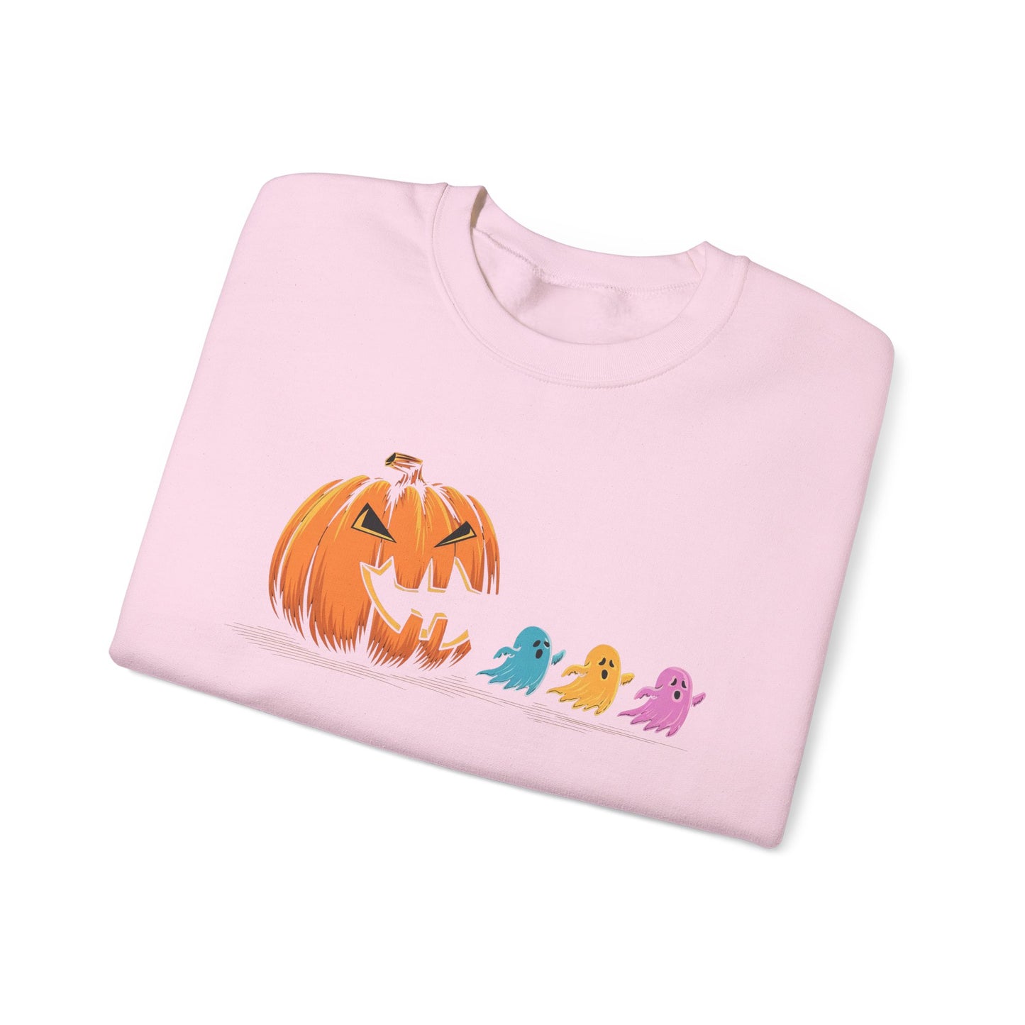 Halloween Ghost & Pumpkin Crewneck Sweatshirt, Unisex Fall Apparel, Cozy Sweatshirt, Halloween Gift, Seasonal Fashion