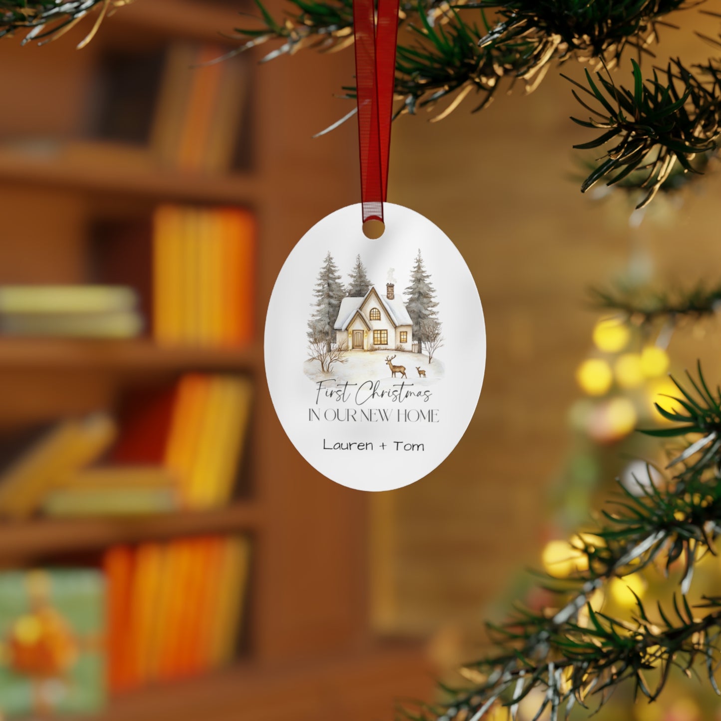 Personalized Christmas Ornaments, First Christmas in Our New Home, Ceramic Christmas Decor, Gift for Couples, Family Keepsake