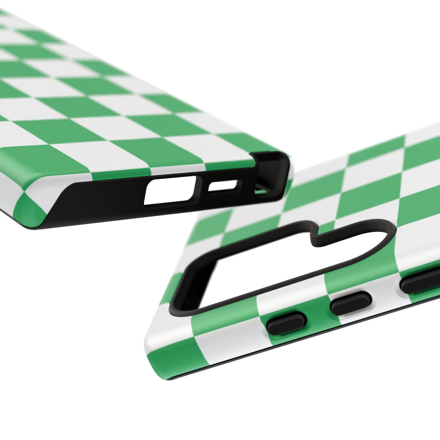 Green Checkered Phone Case, Phone Cases Samsung Galaxy S25, S25 Plus, S24, S24 Plus, S24 Ultra, S23, S22, S22 Plus, S21 Ultra, S21 FE, S20+