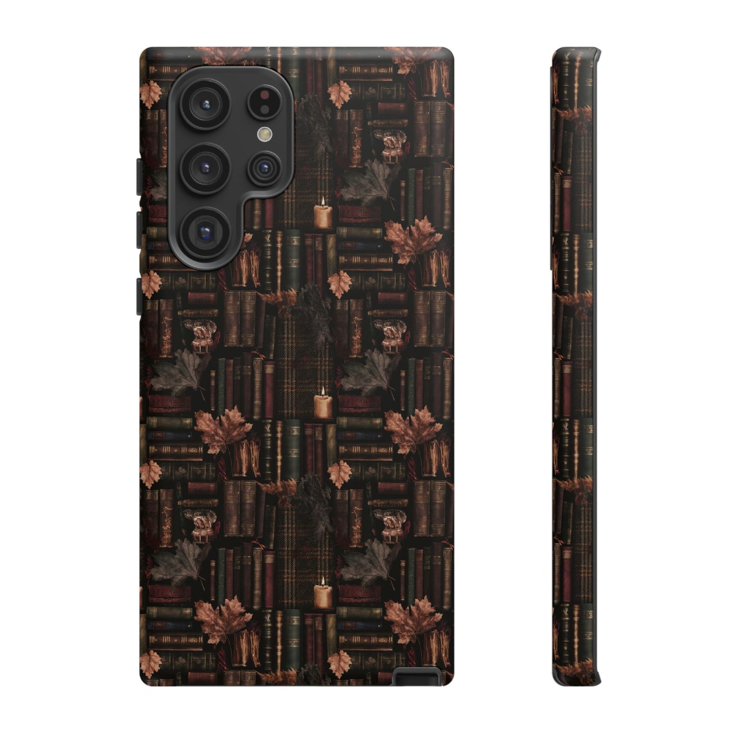 Gothic Phone Case Dark Academia Literary iPhone Samsung Cover with Books & Flowers, Phone case
