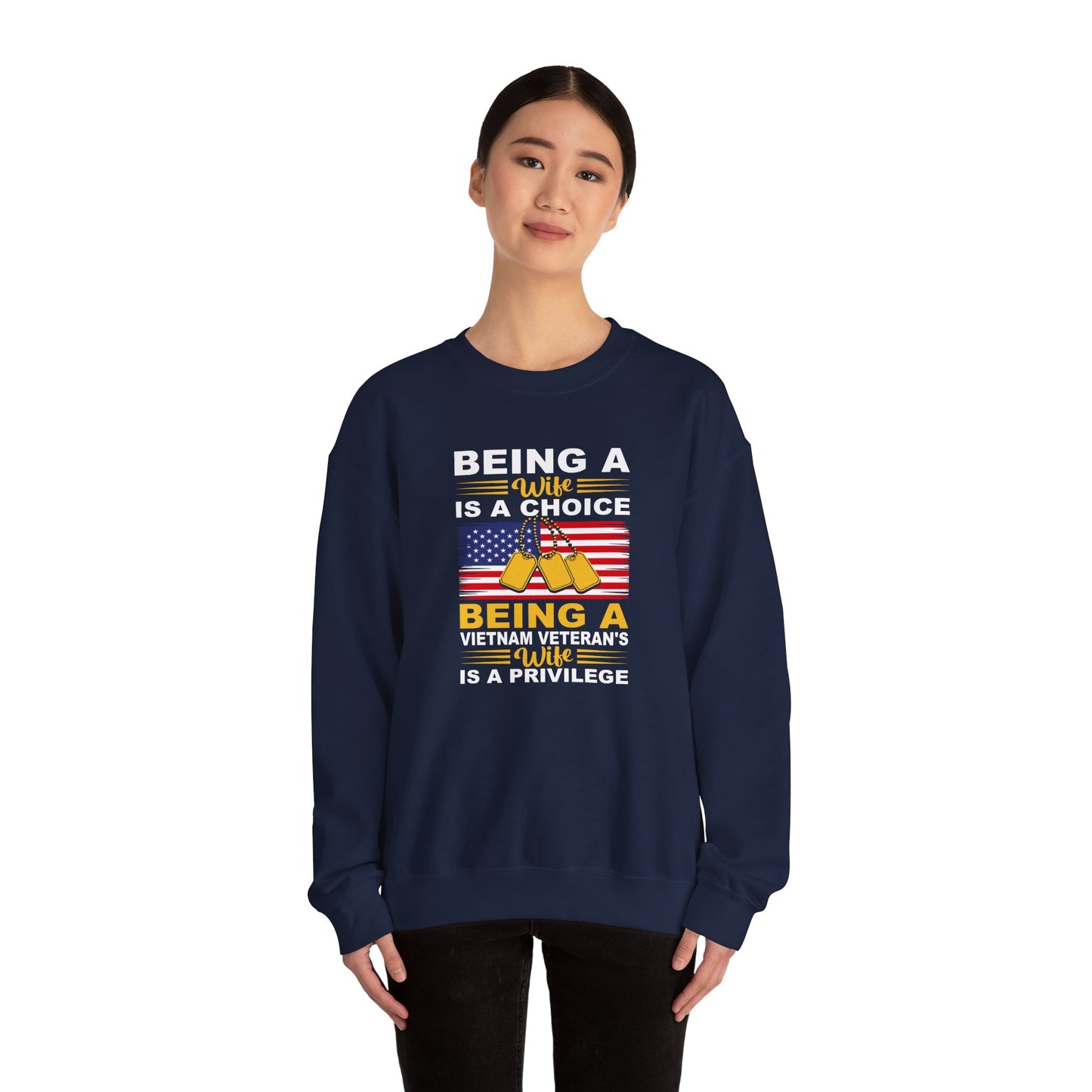 Vietnam Veteran Spouse Sweatshirt, Patriotic Crewneck, Gift for Veteran's Wife, Military Appreciation Apparel, Remembrance Day Gift