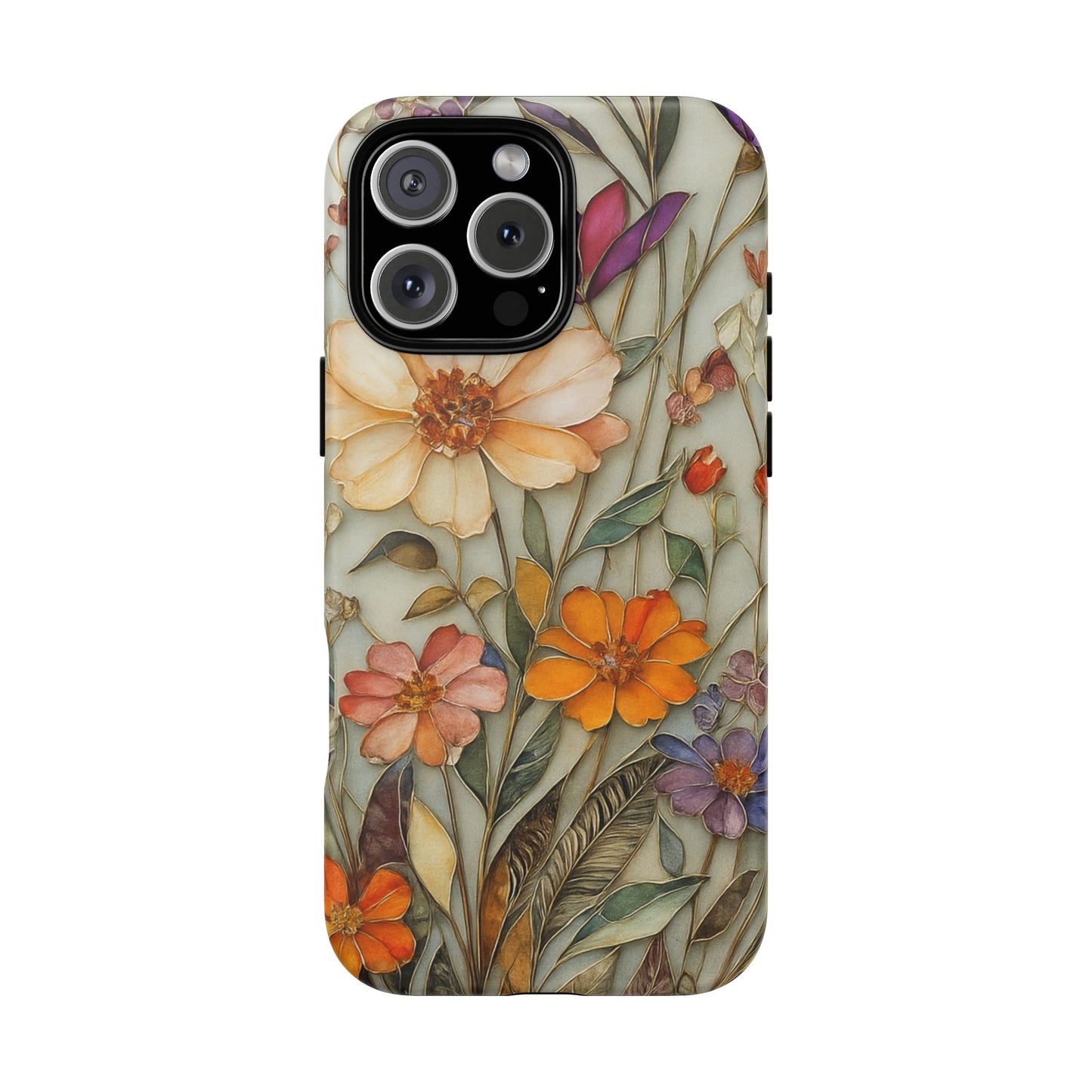 Phone case For iPhone & Samsung, Wildflower Mosaic MagSafe iPhone Case: Botanical Floral Design iPhone