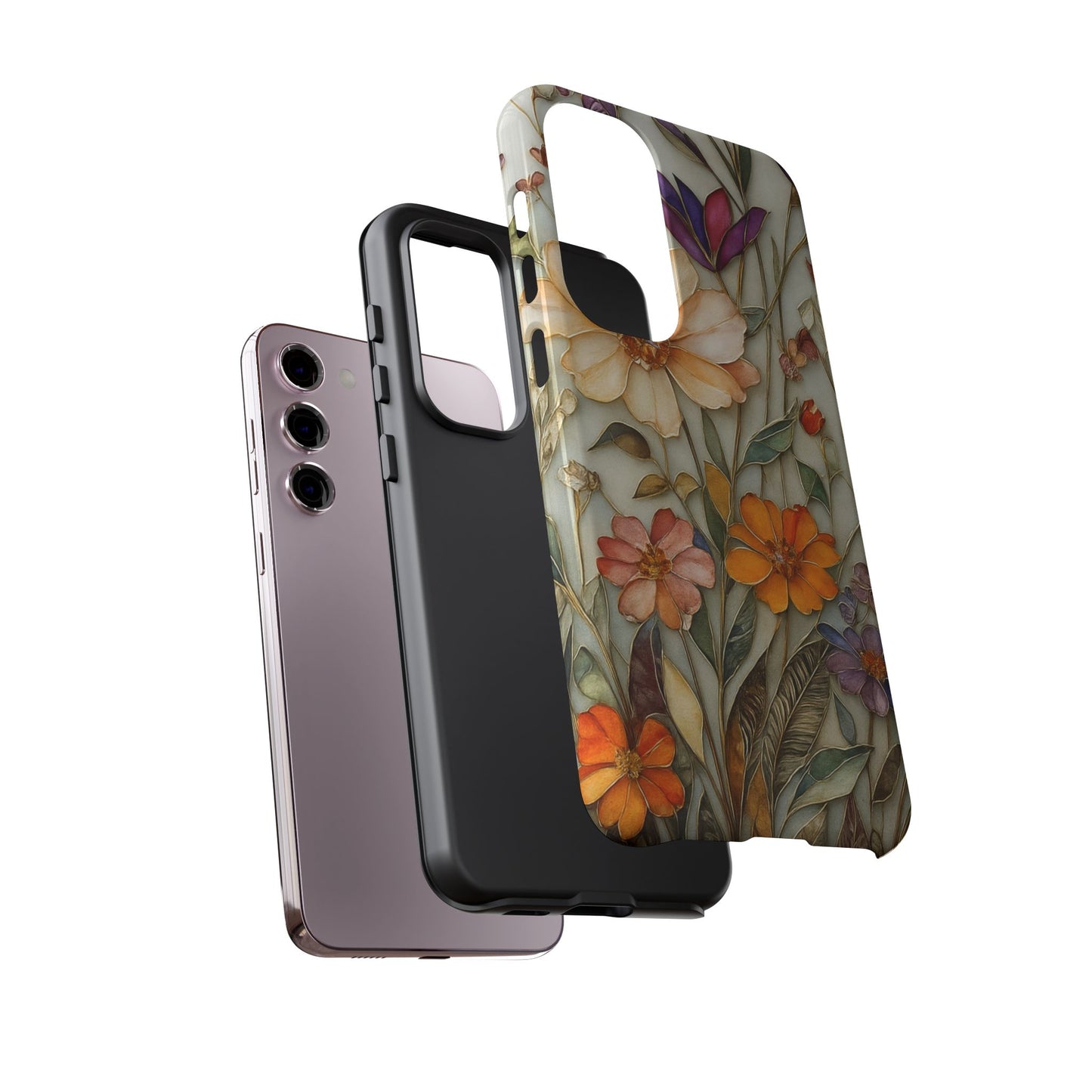 Phone case For iPhone & Samsung, Wildflower Mosaic MagSafe iPhone Case: Botanical Floral Design iPhone