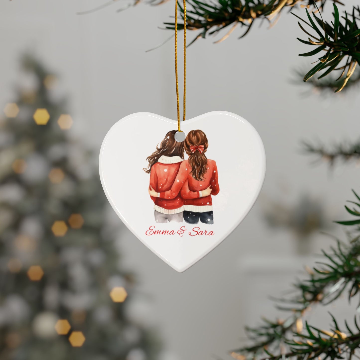 Good Friends Heart Ornament, Personalized Christmas Tree Decoration for Best Friends, Sisters, Coworkers, Custom Gift Keepsake for Holidays